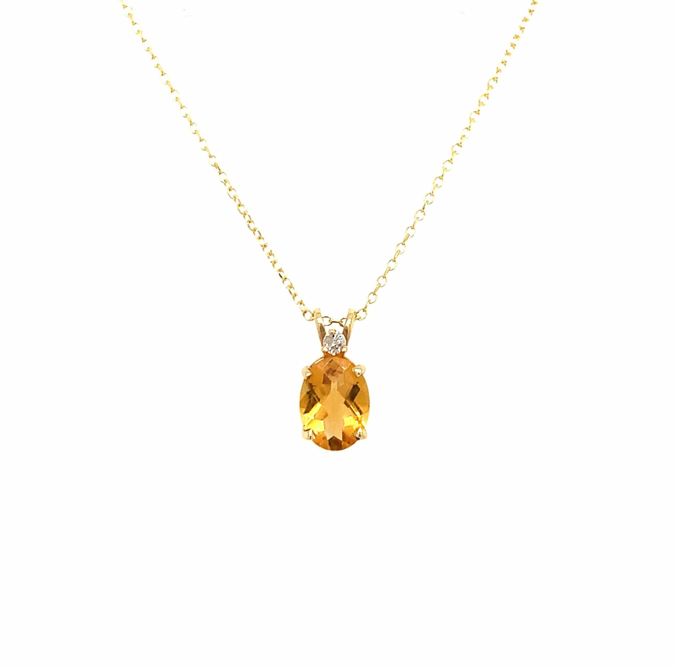 Yellow Gold Citrine and Diamond Necklace