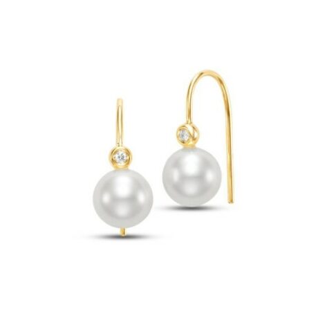 Yellow Gold Pearl Earrings