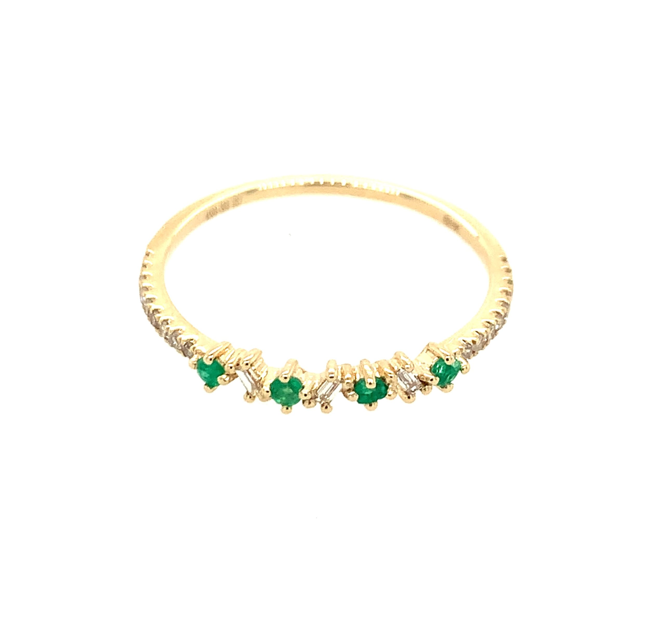 Yellow Gold Emerald Stackable