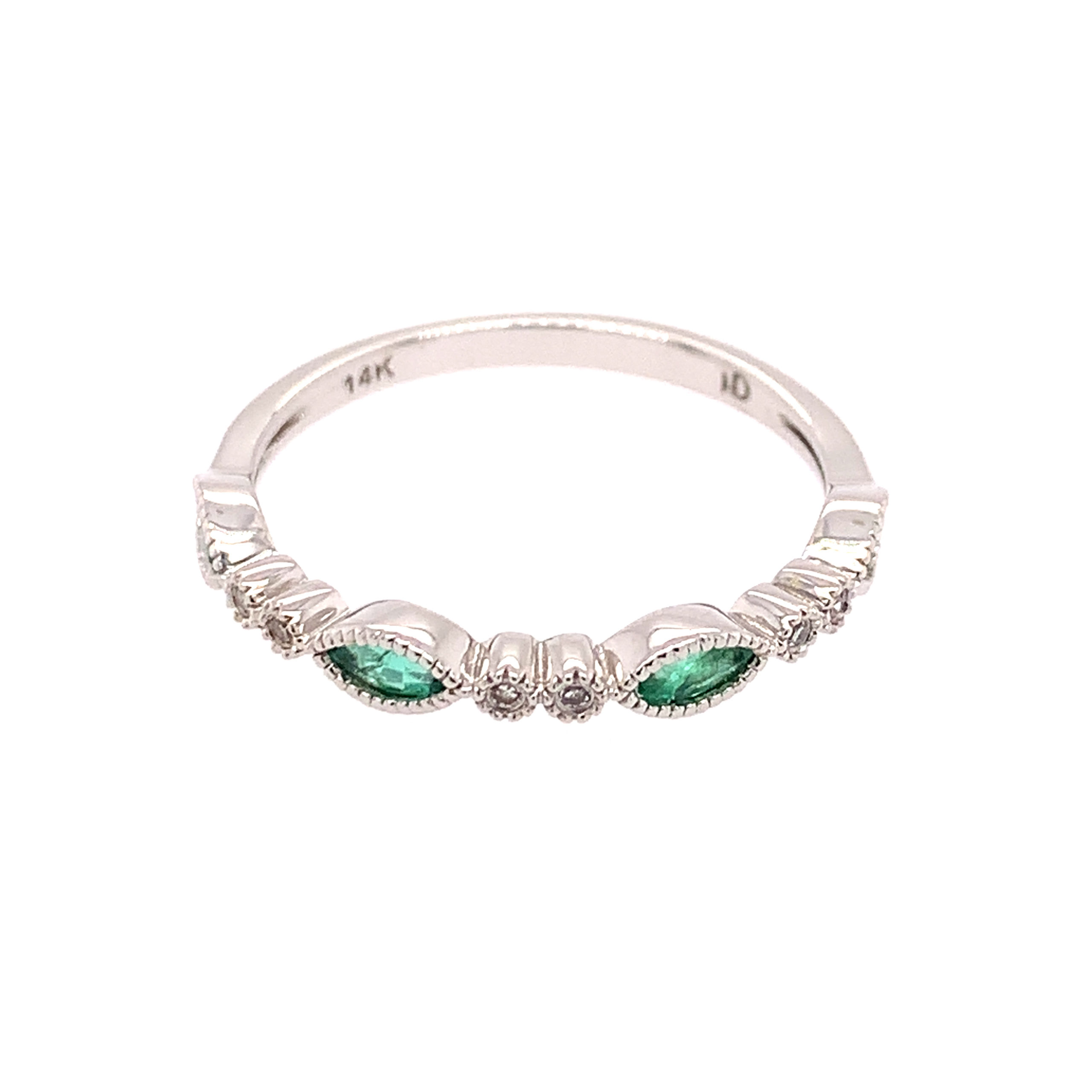 White Gold Emerald Stackable