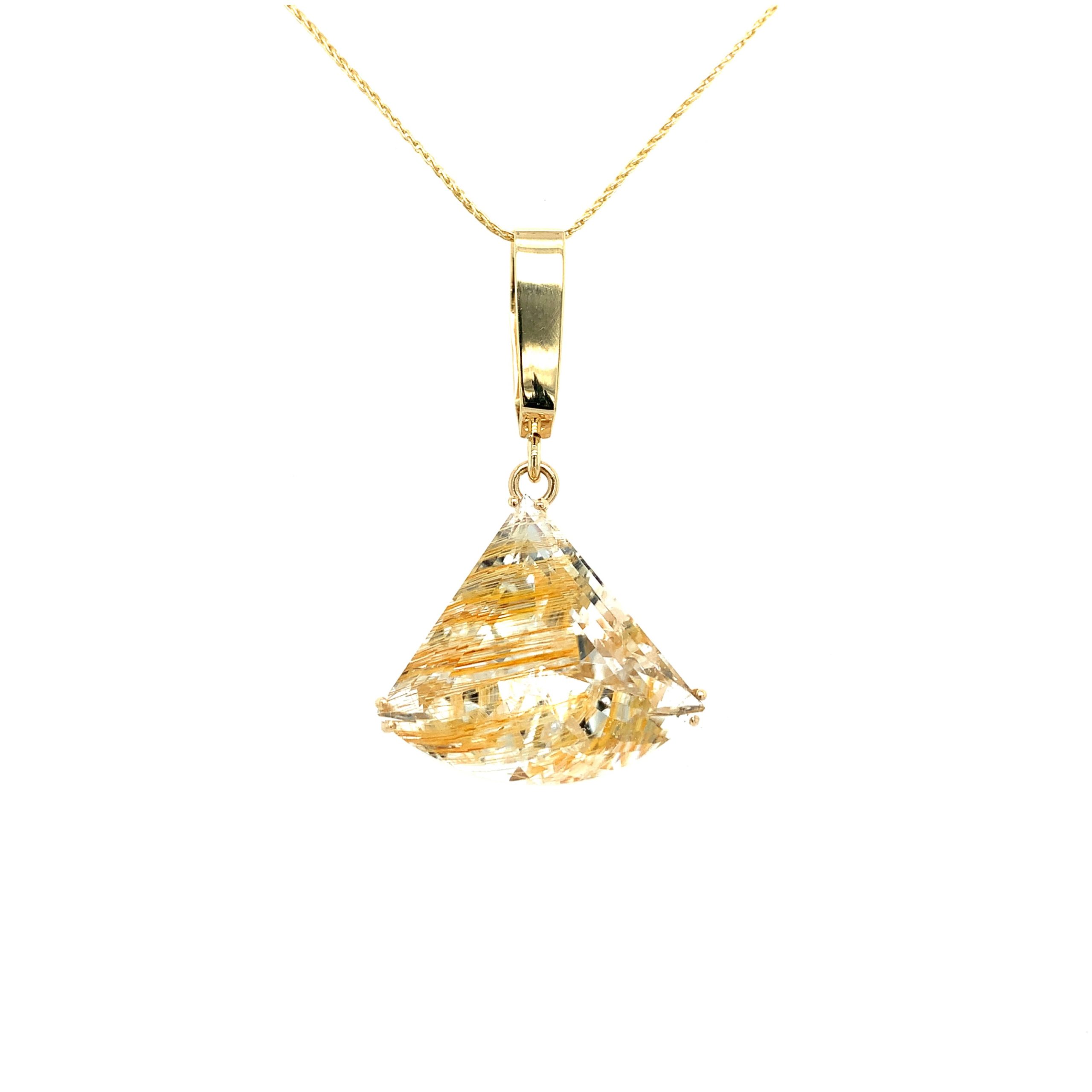 Estate Piece - Yellow Gold Rutilated Quartz Necklace