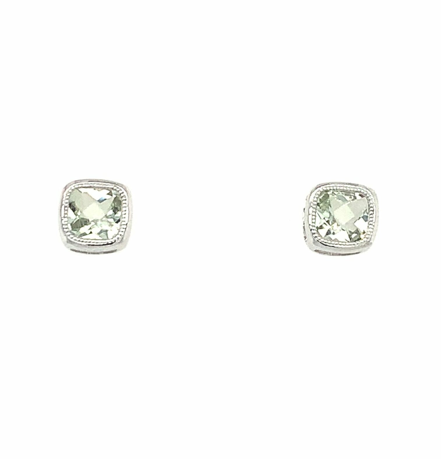 White Gold Green Amethyst Earrings