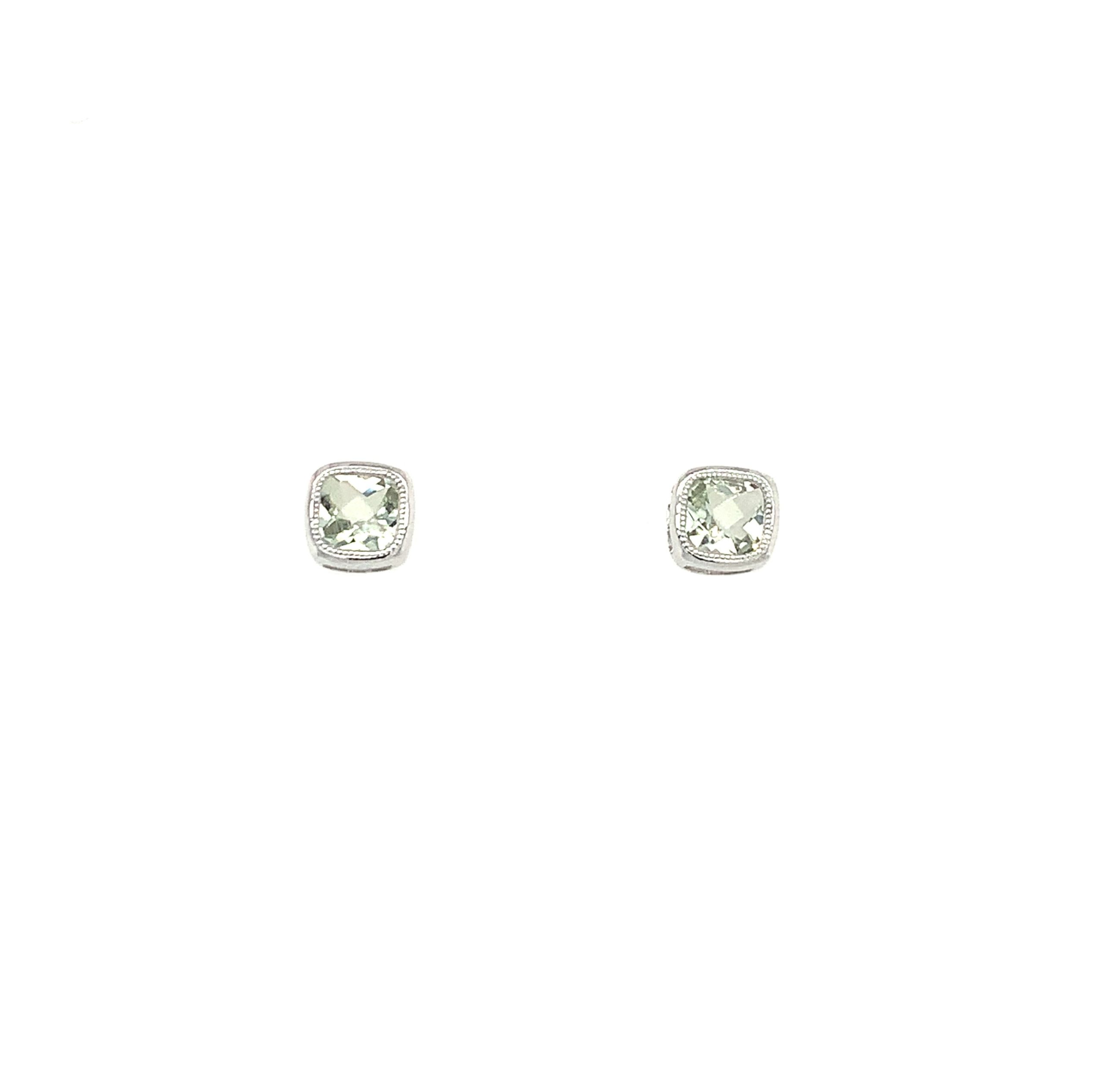 White Gold Green Amethyst Earrings