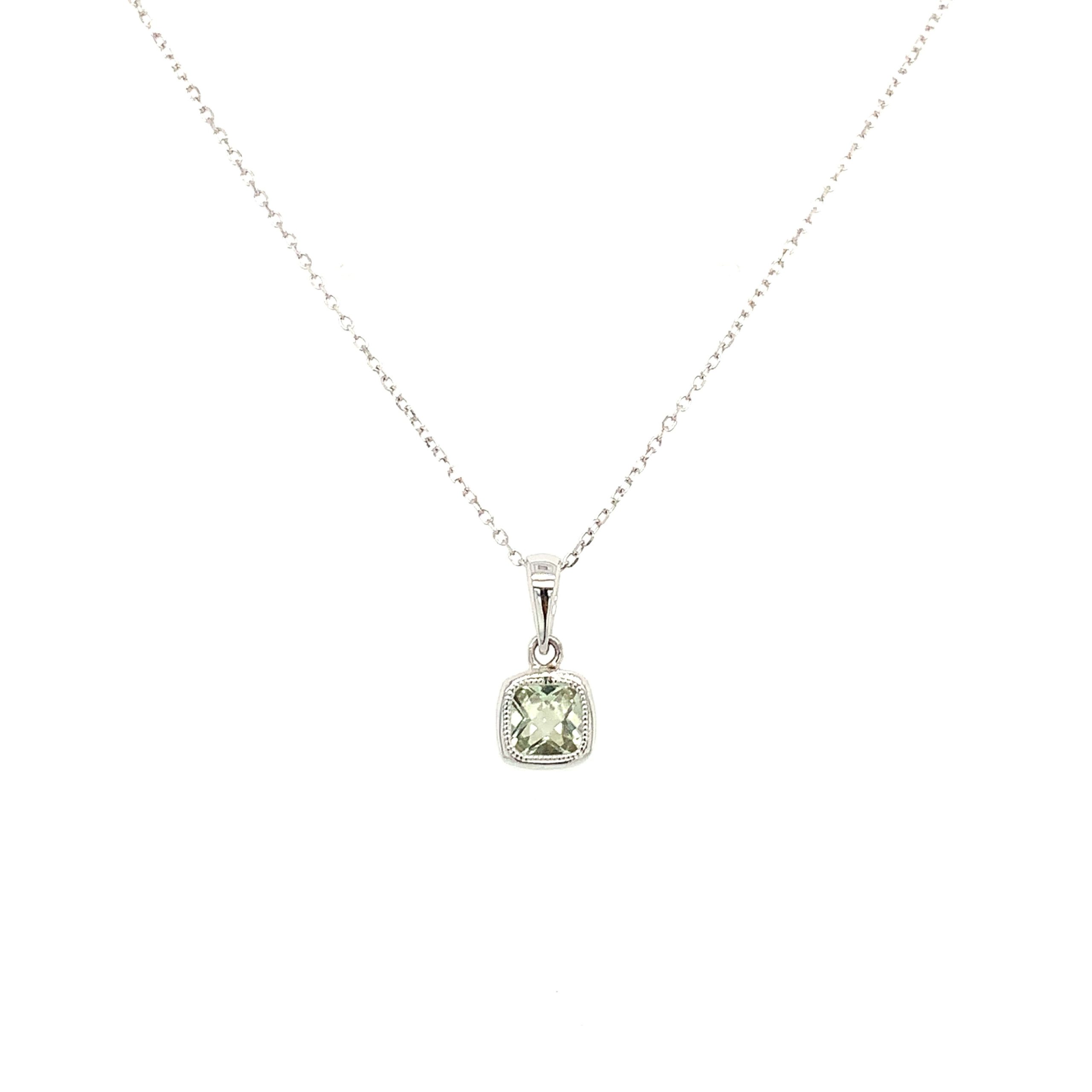 White Gold Green Amethyst Necklace