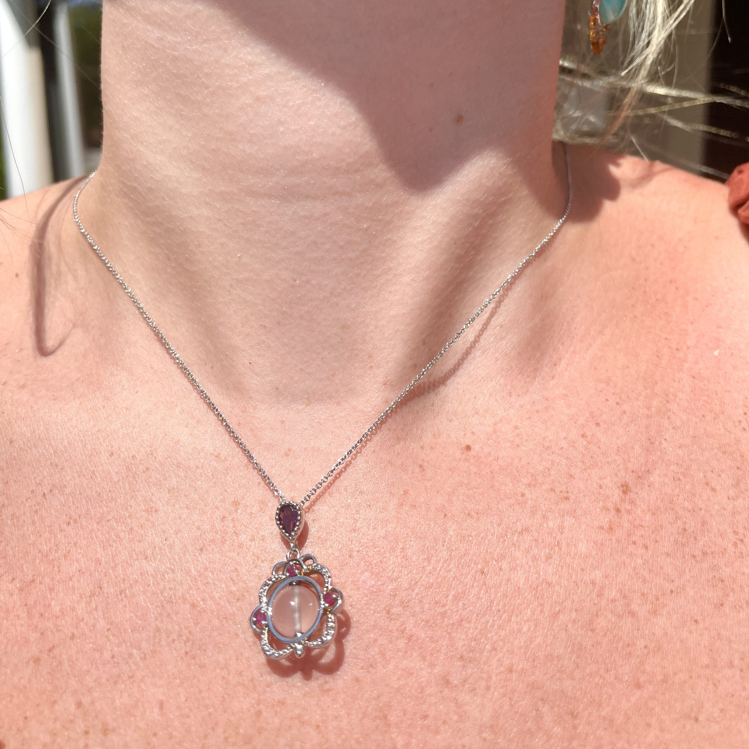 Sterling Silver Rose Quartz Necklace