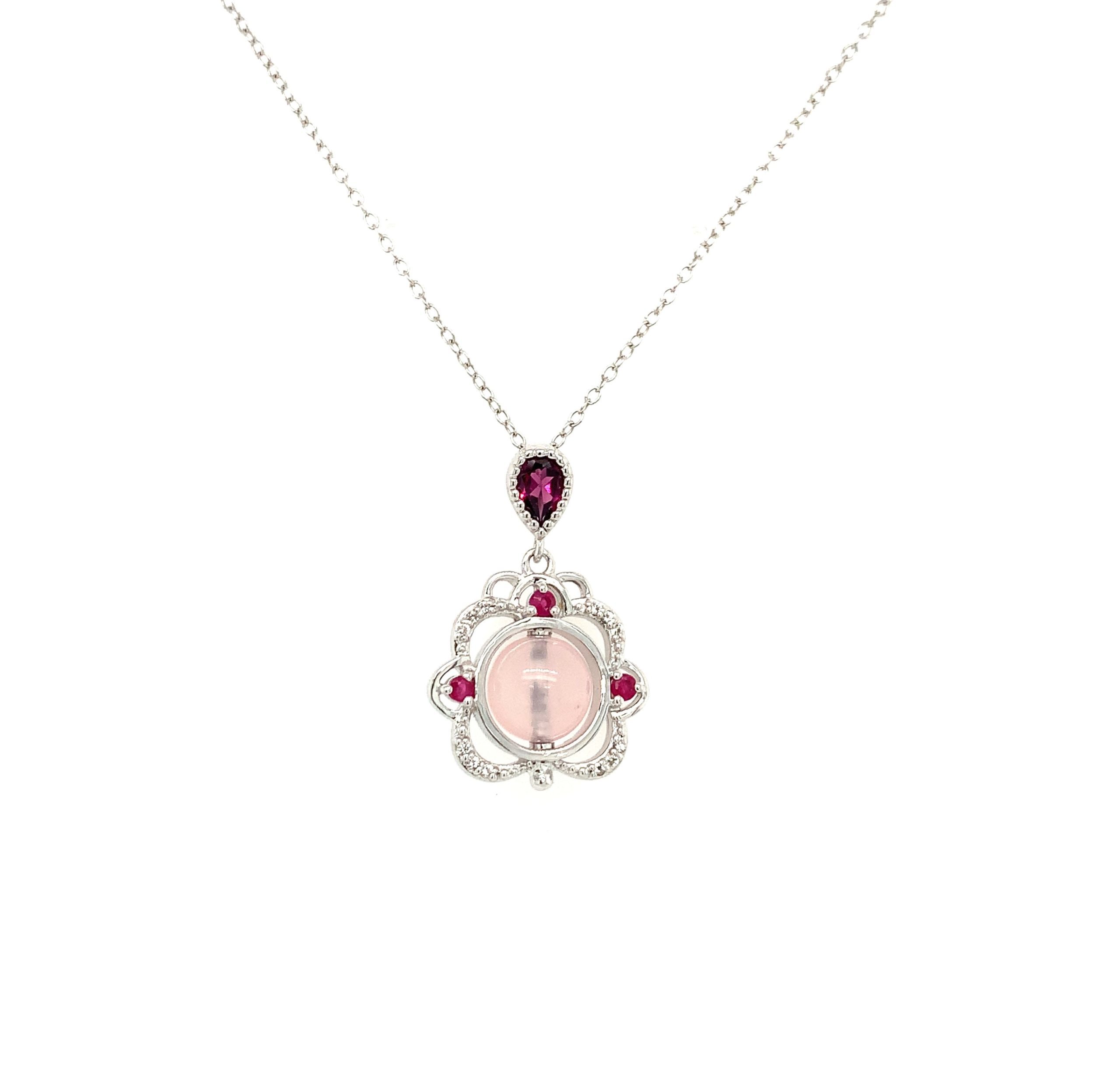 Sterling Silver Rose Quartz Necklace