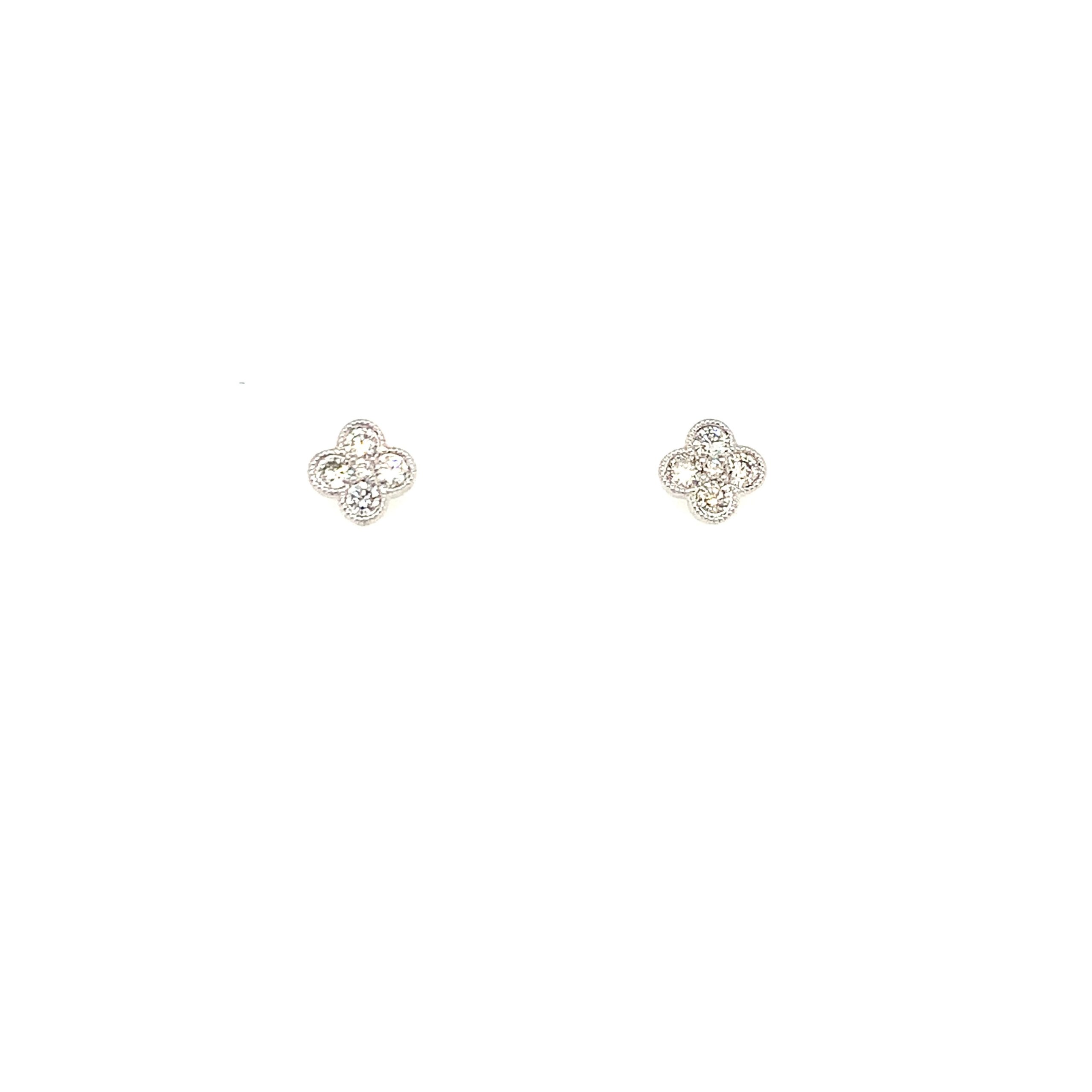 White Gold Diamond Clover Earrings