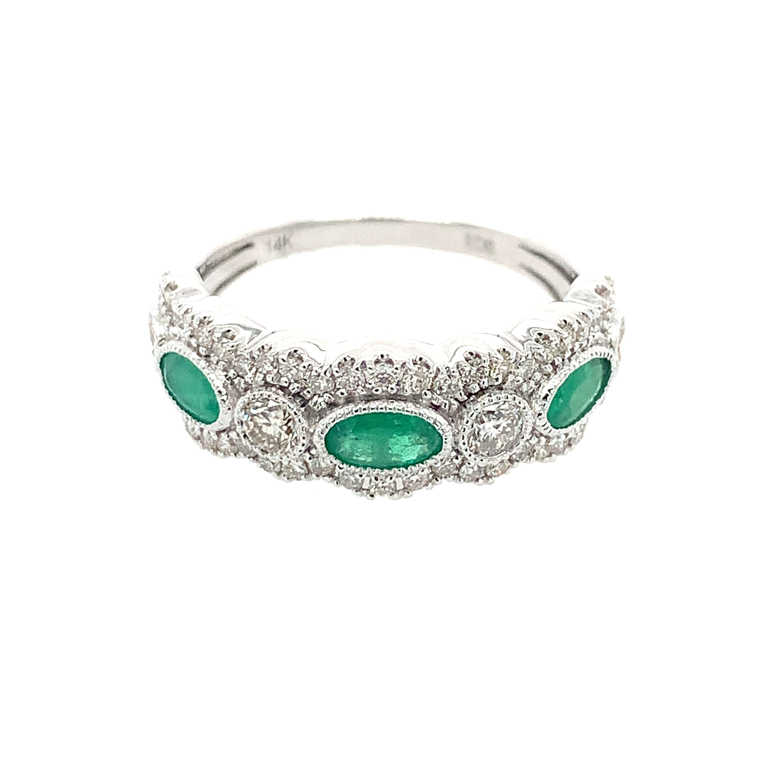 White Gold Emerald Band