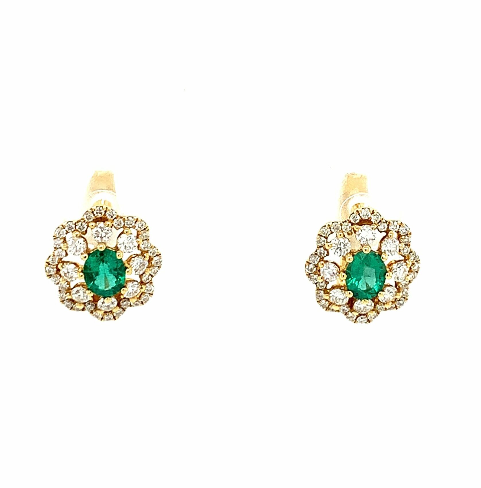 Yellow Gold Emerald Huggies