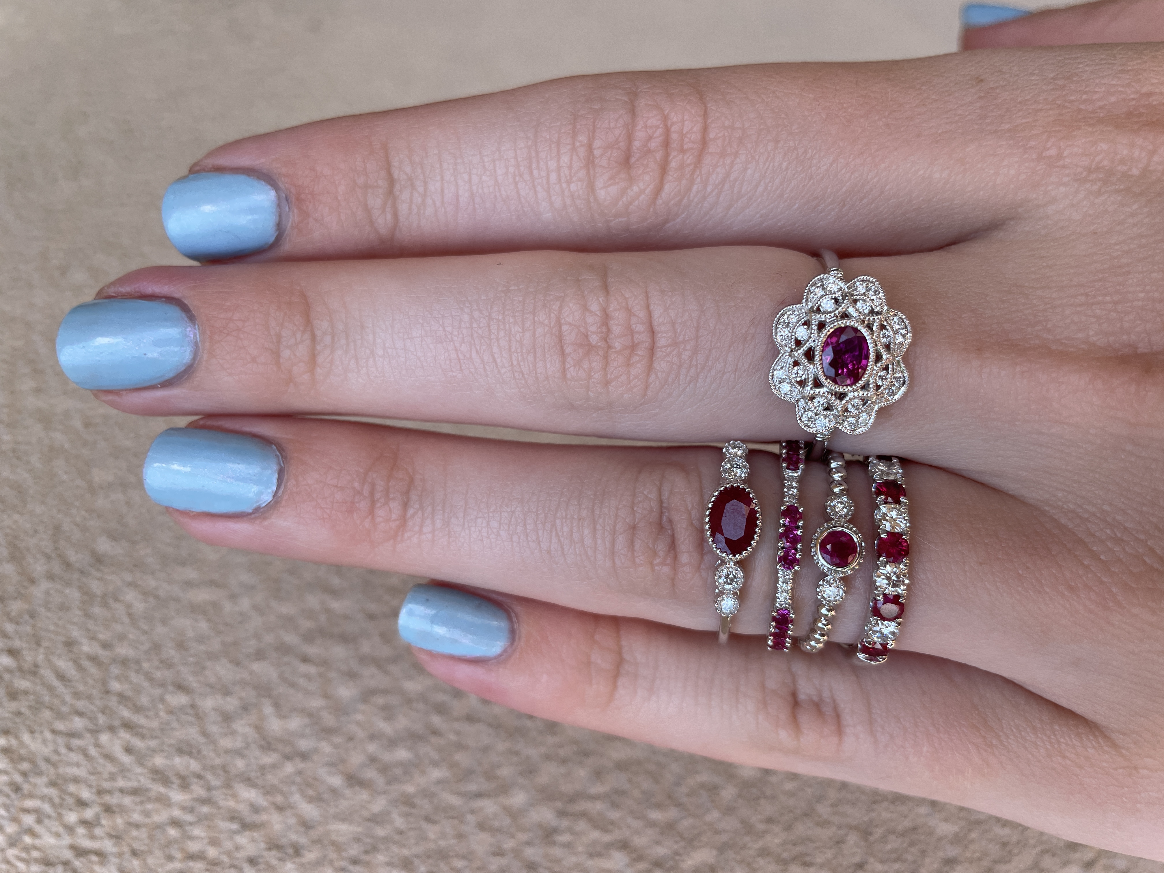 White Gold Ruby and Diamond Ring