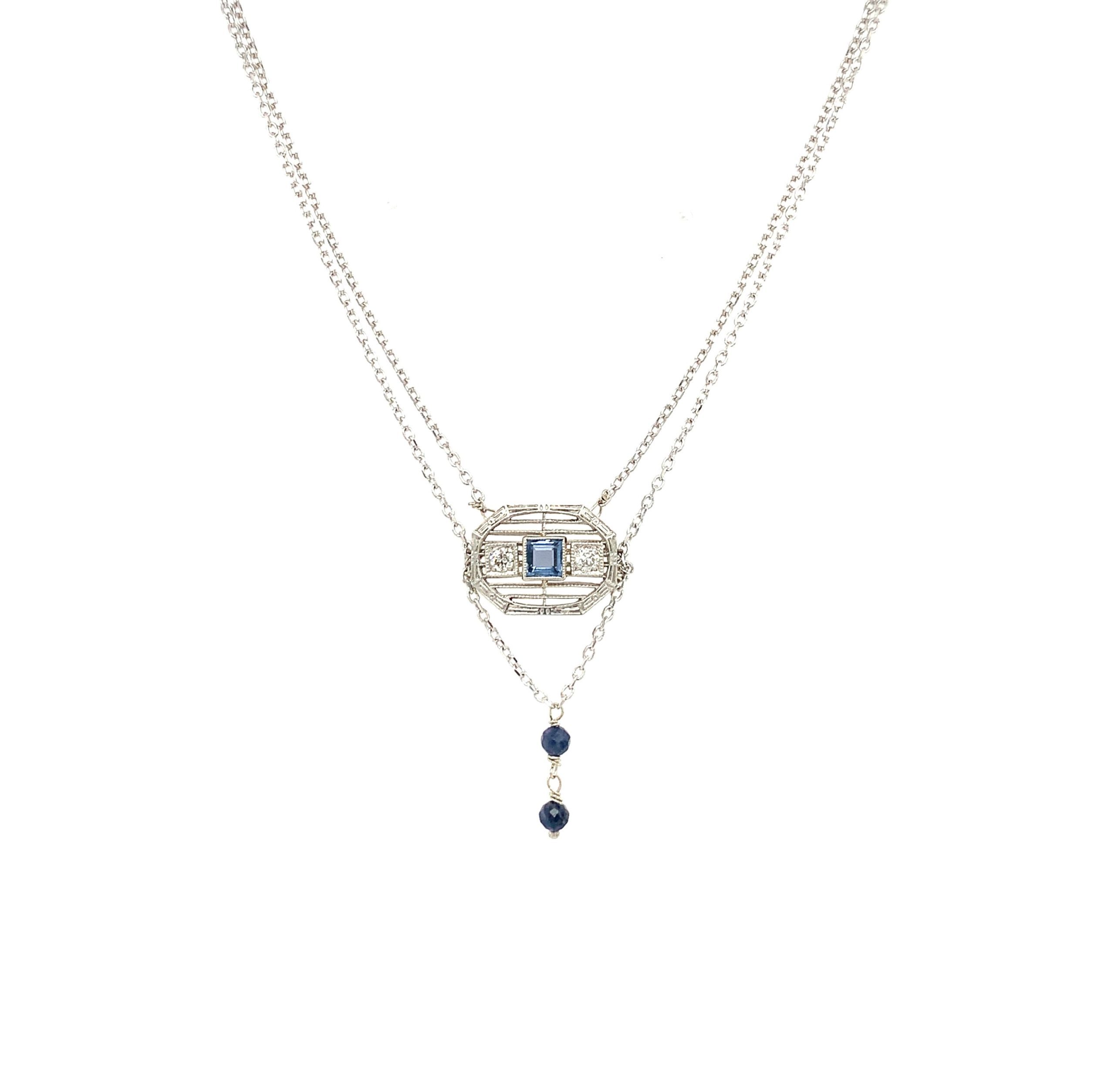 Estate Piece - White Gold Four-Strand Sapphire Necklace