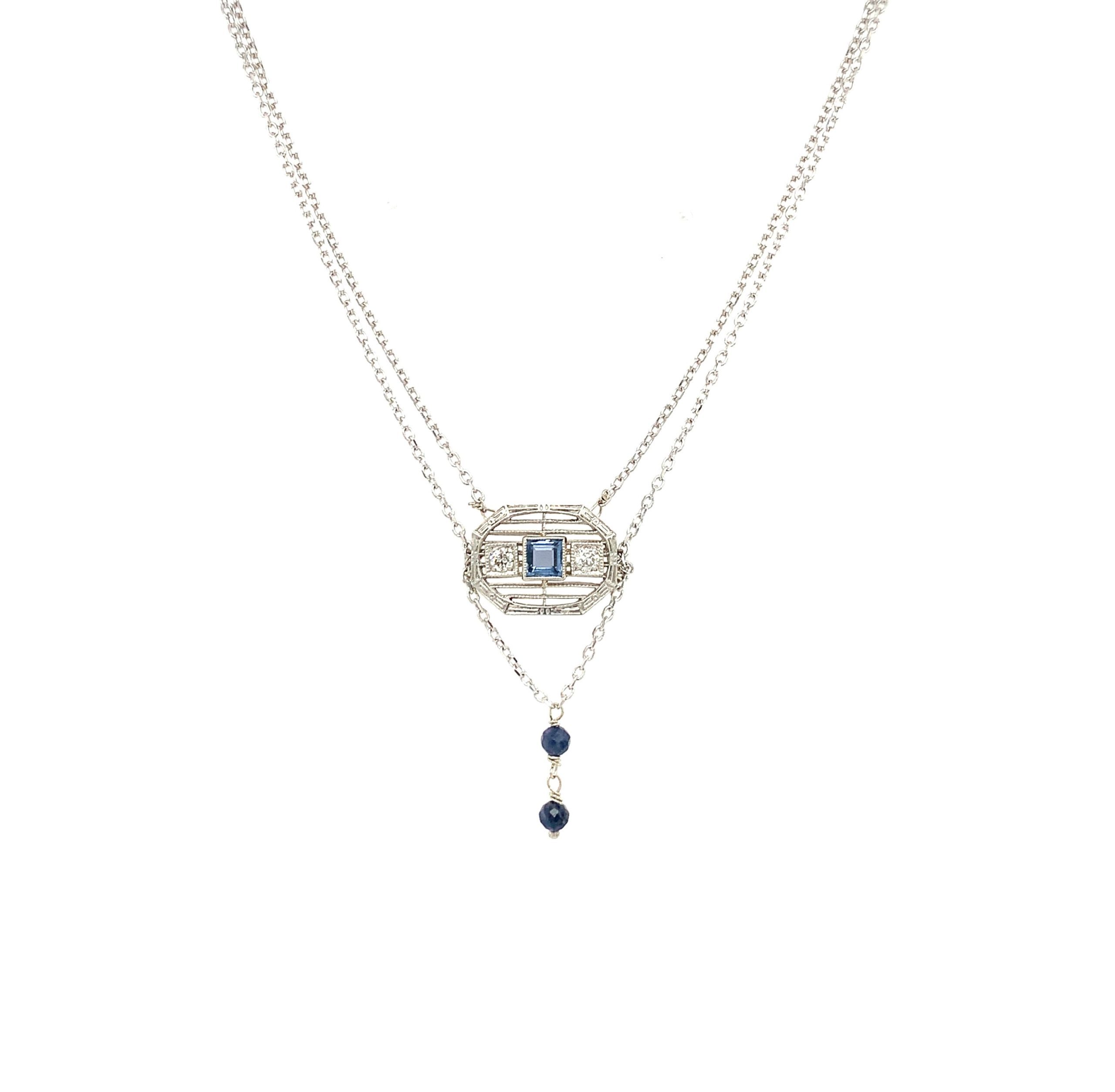 Estate: White Gold Four-Strand Sapphire Necklace