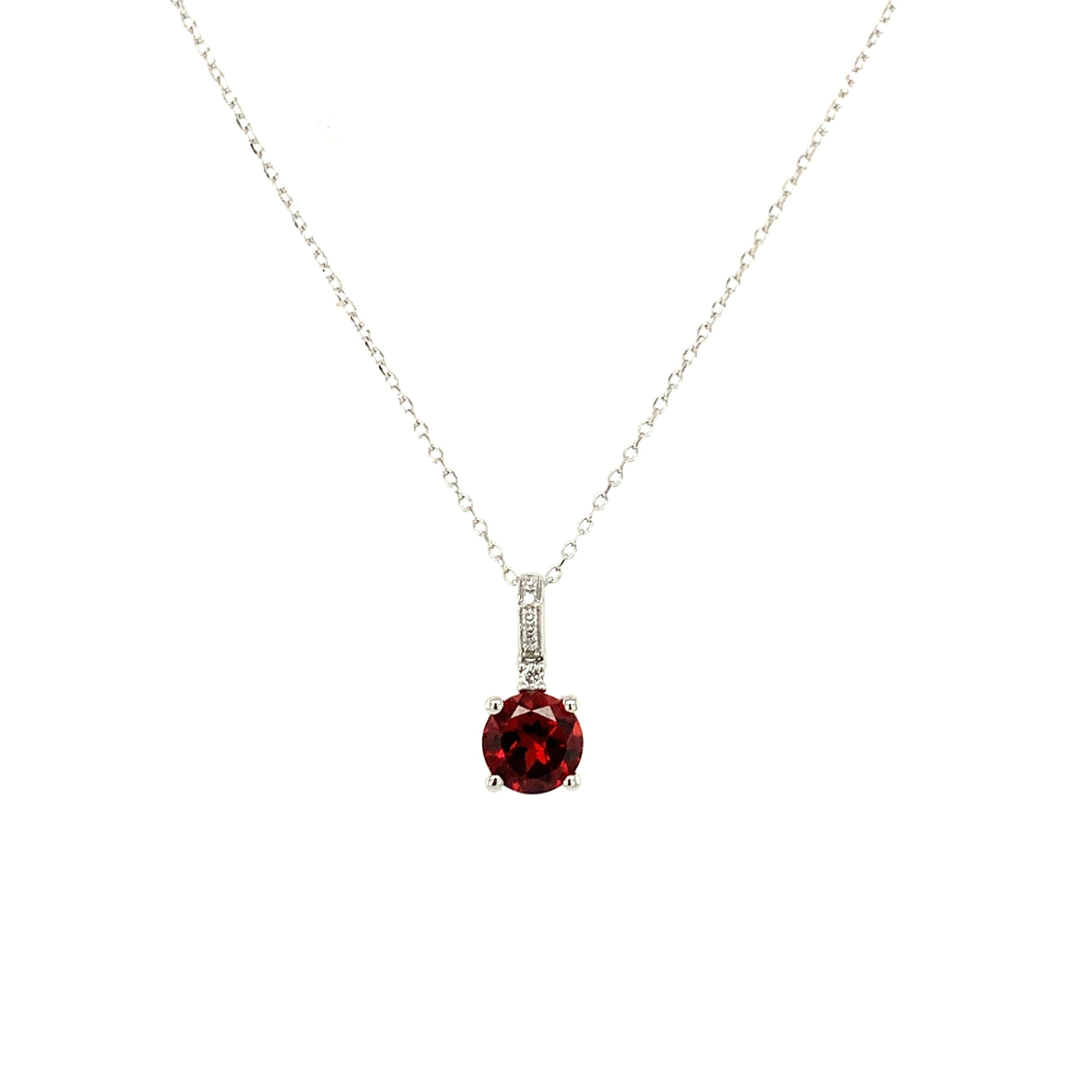 White Gold Garnet Necklace 
