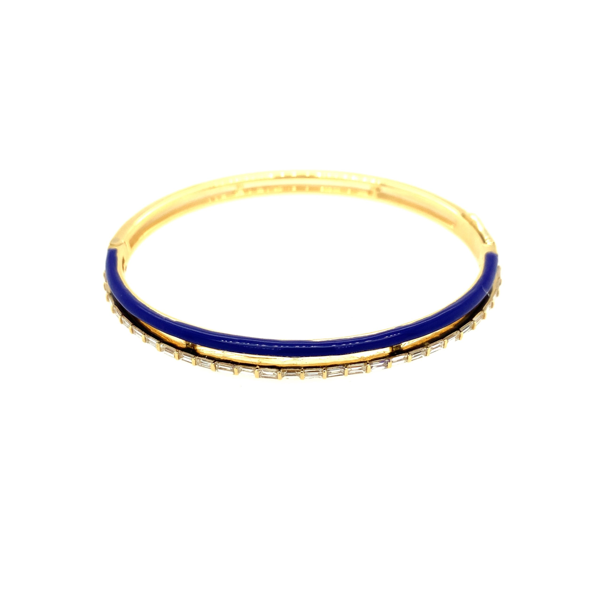 Yellow Gold Diamond & Enamel Bangle