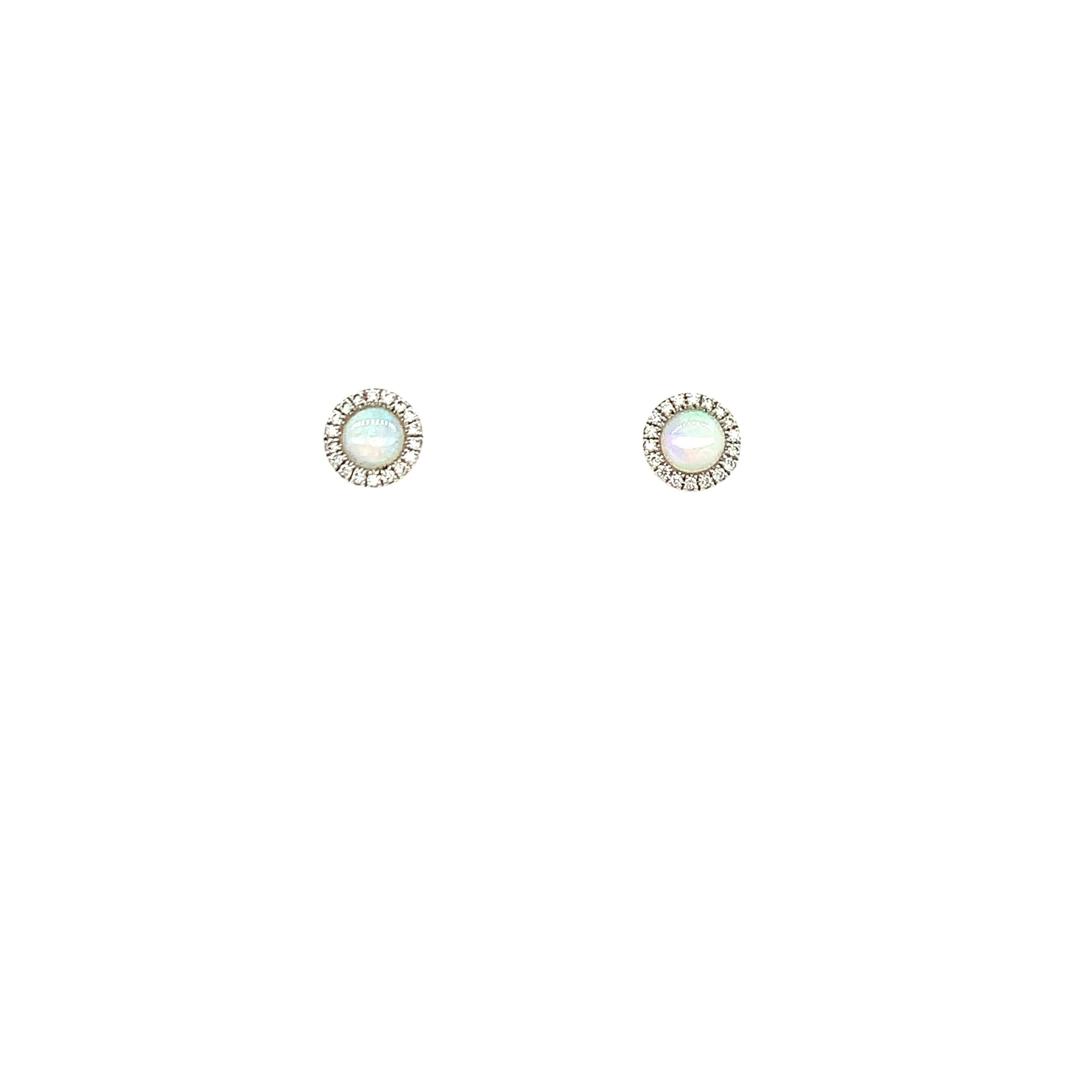 White Gold Opal Earrings