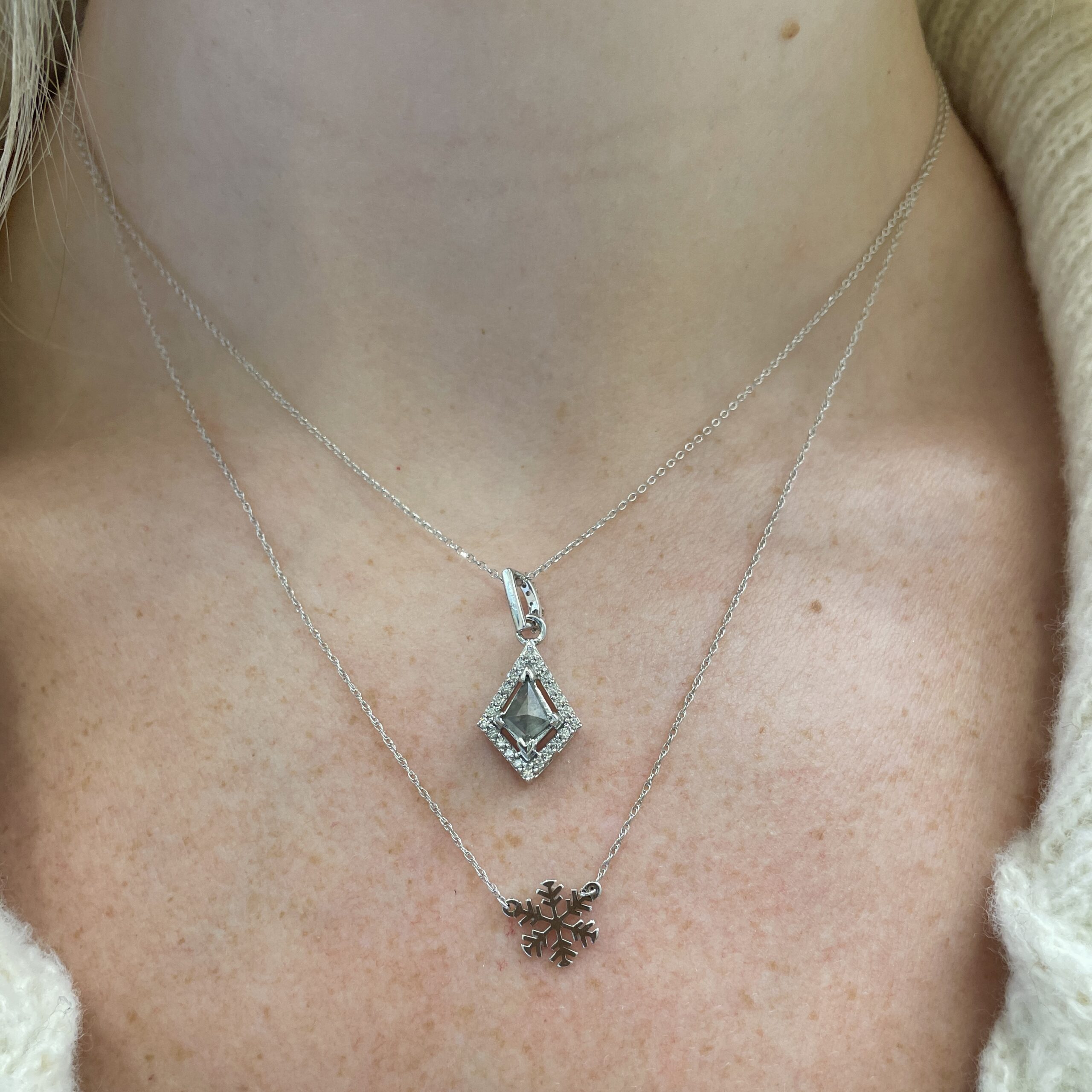 White Gold Snowflake Necklace