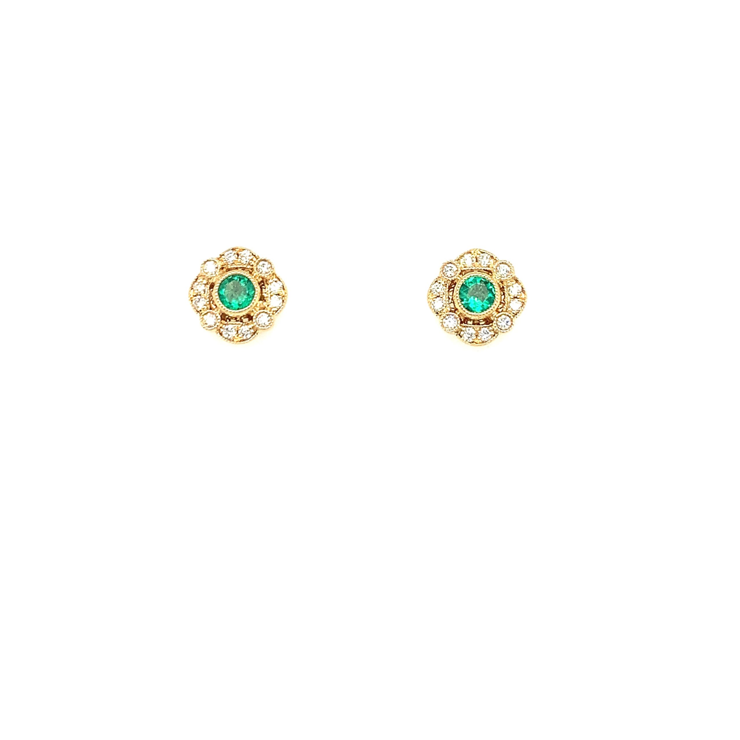 Yellow Gold Emerald Earrings