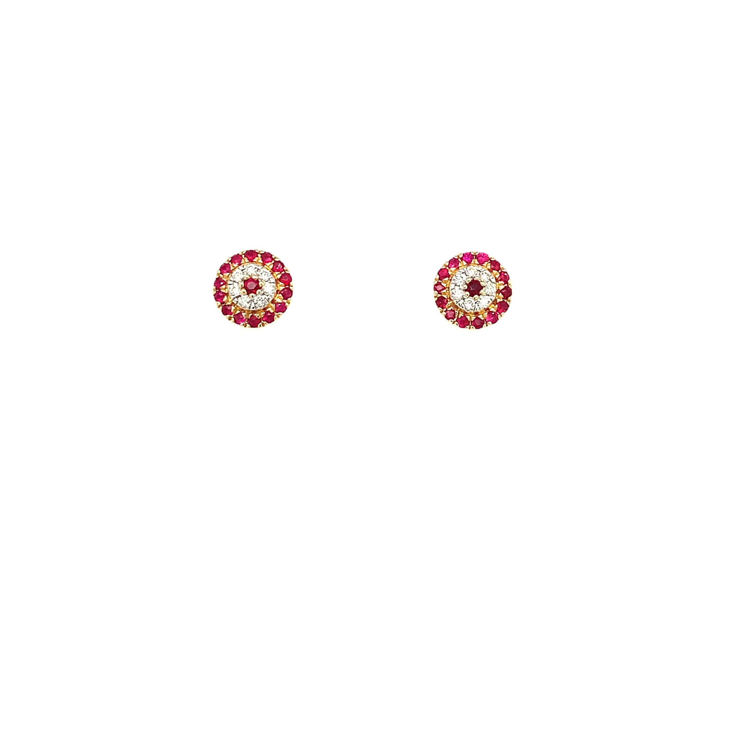 Yellow Gold Ruby Earrings