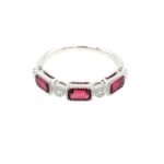 White Gold Ruby and Diamond Band