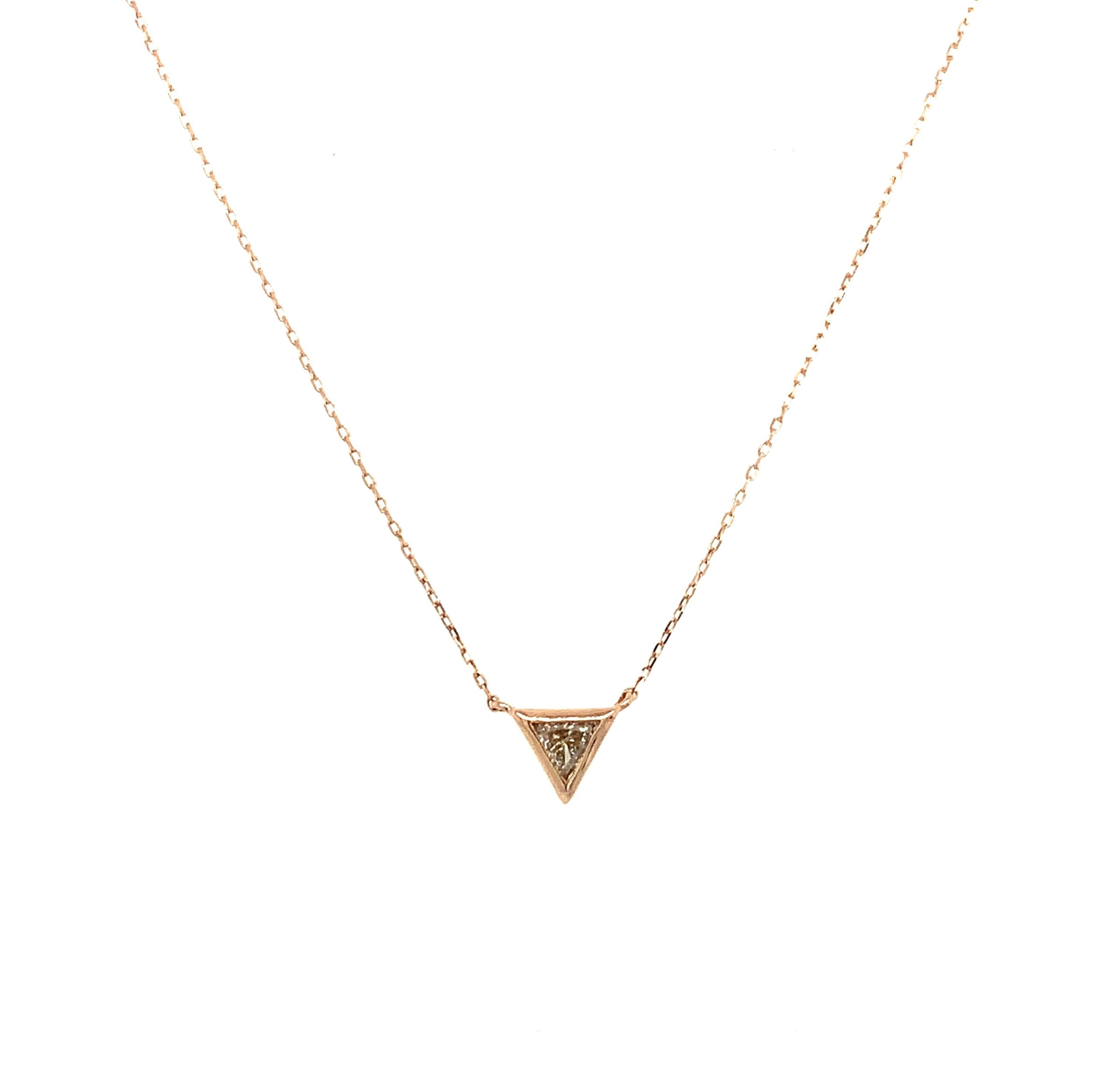 Rose Gold Diamond Triangle Necklace