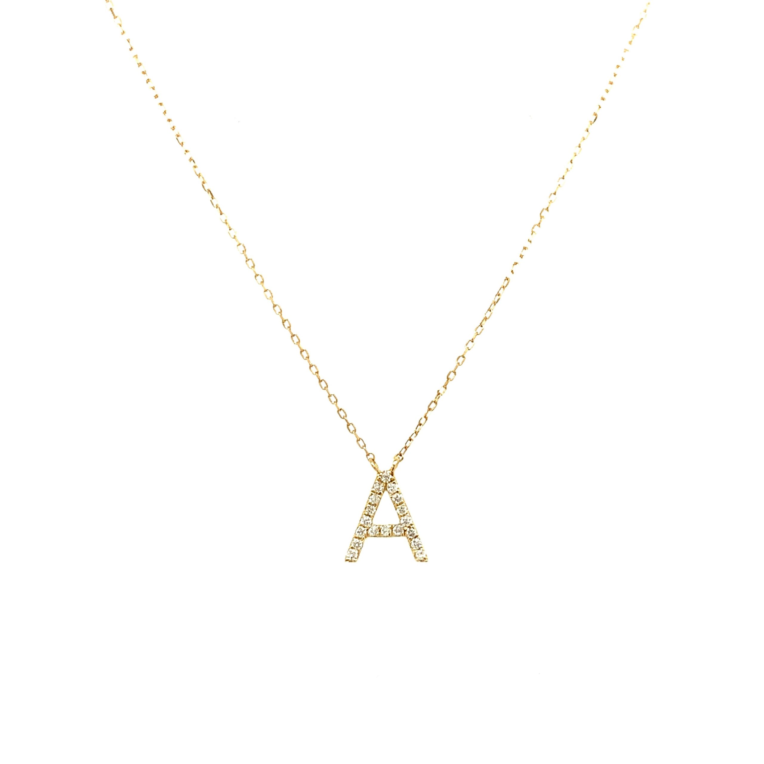 Yellow Gold Diamond 'A' Necklace