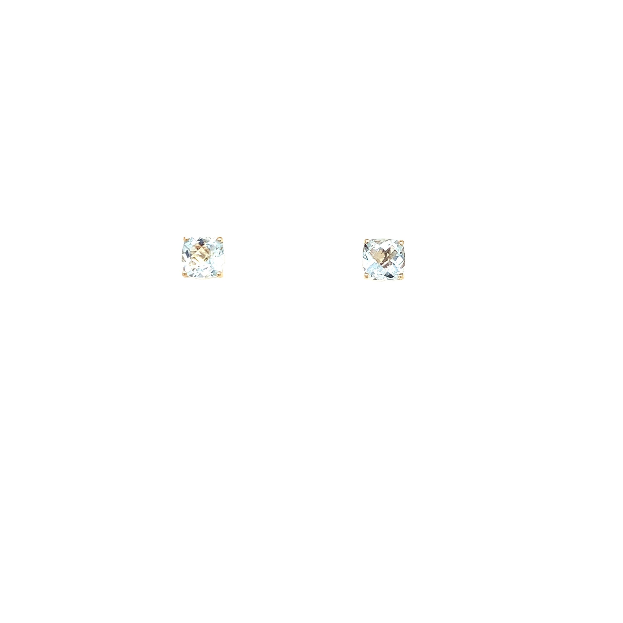 Yellow Gold Aquamarine Studs