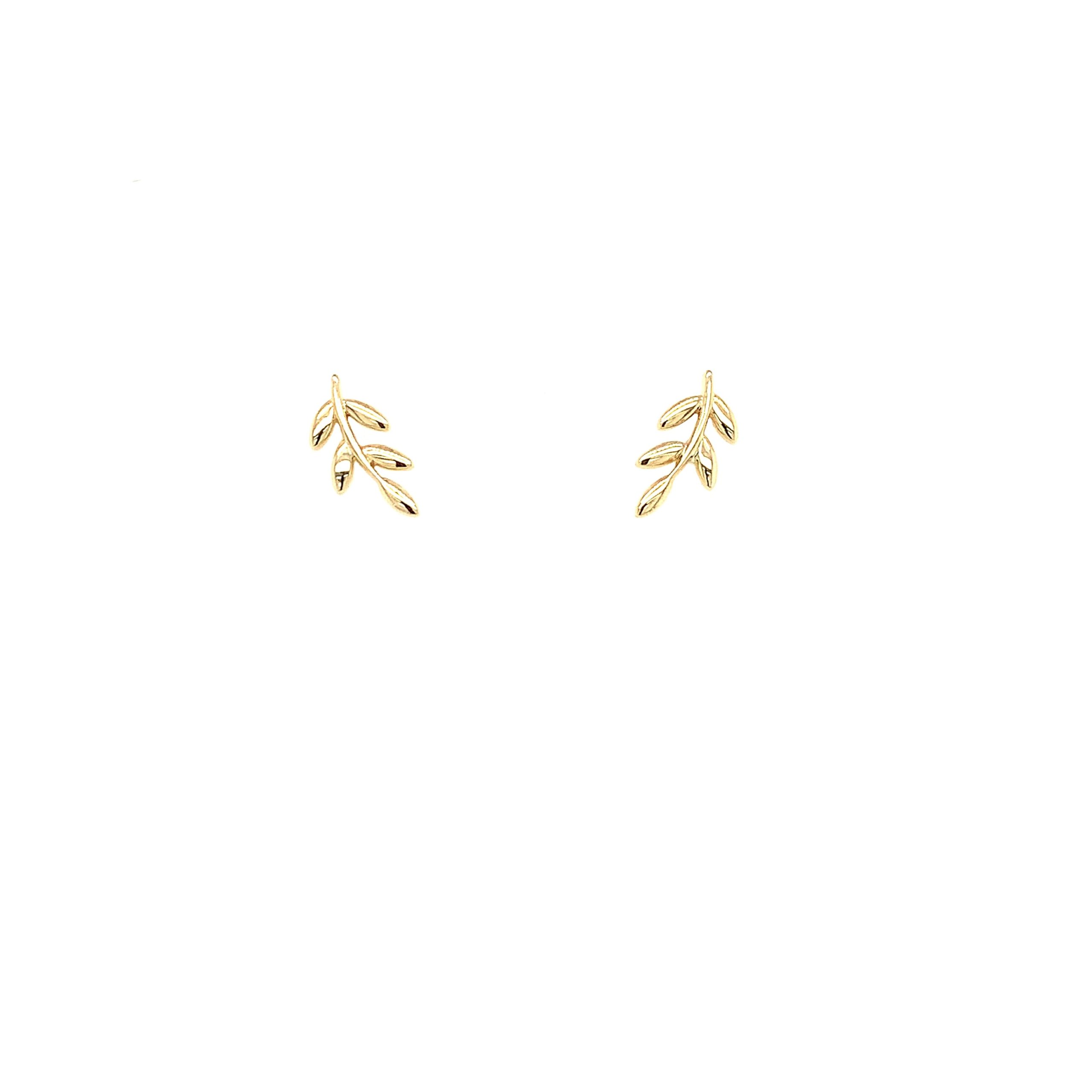 Yellow Gold Laurel Branch Earrings