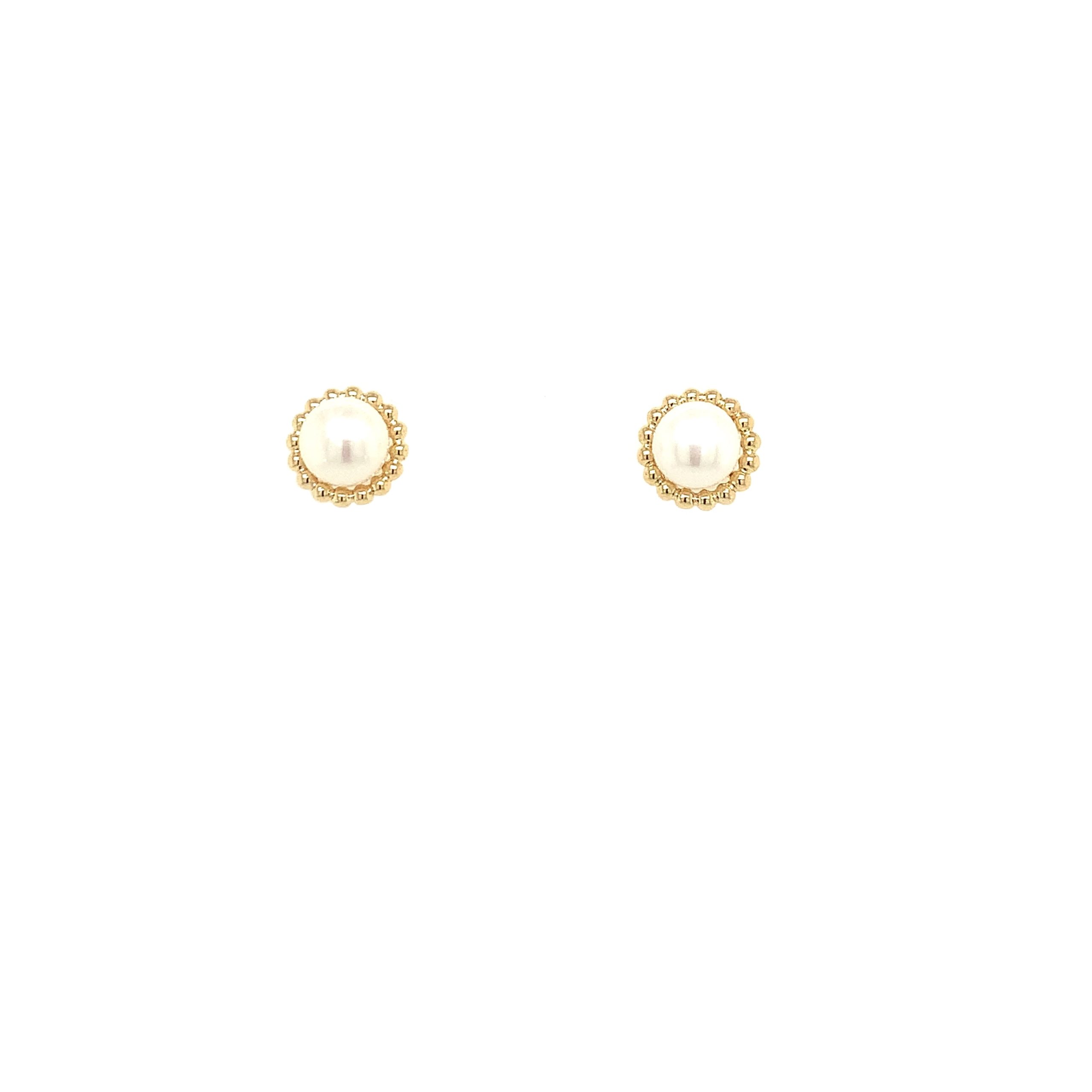 Yellow Gold Pearl Bujukan Earrings