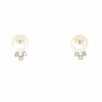 White Gold Pearl Earrings With Diamonds