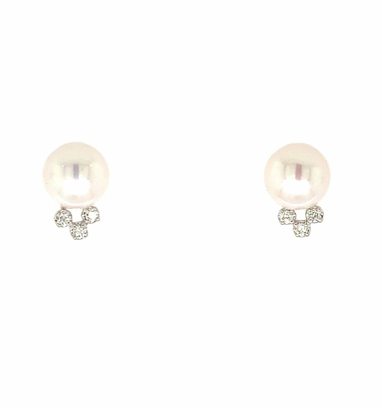 White Gold Pearl Earrings With Diamonds