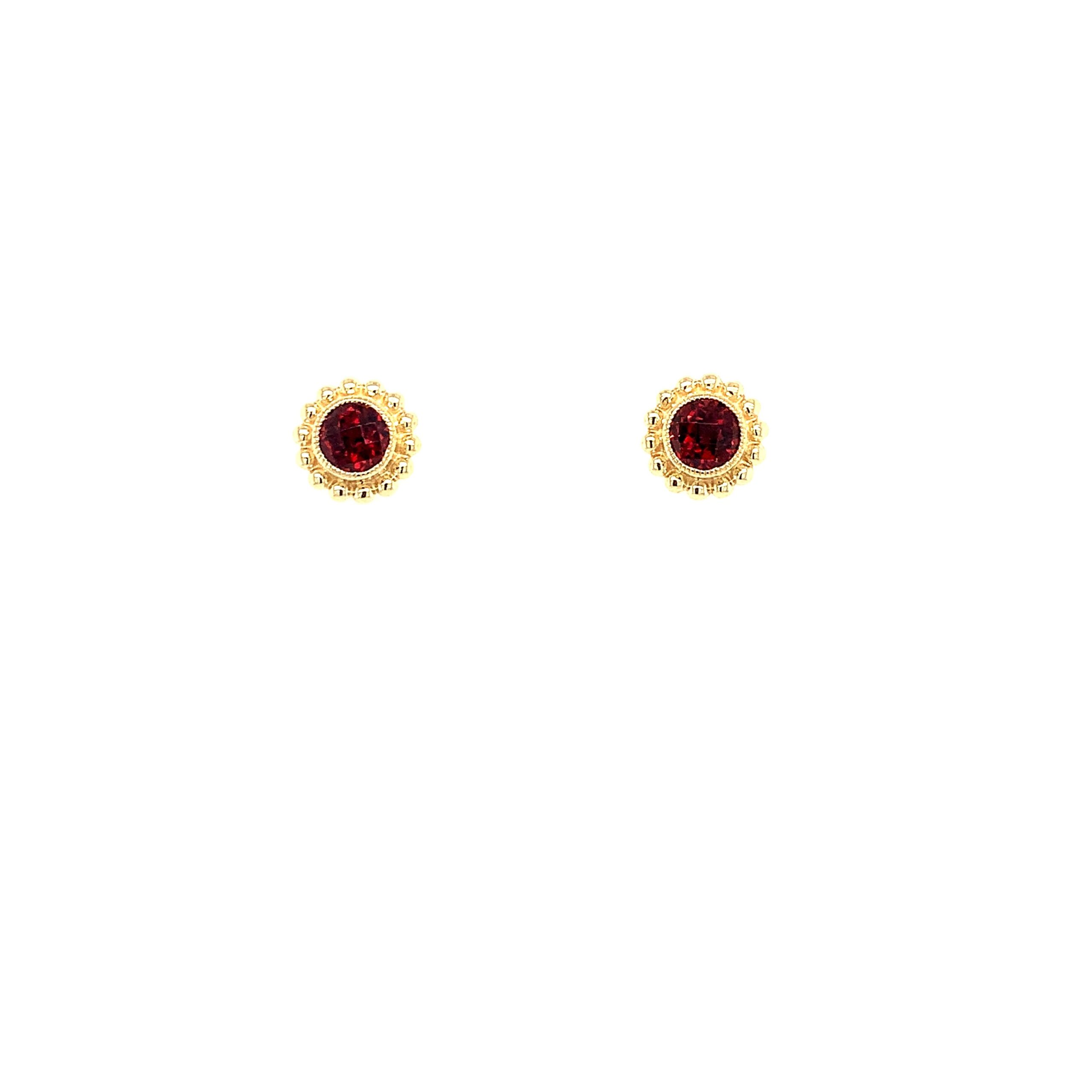 Yellow Gold Garnet Earrings
