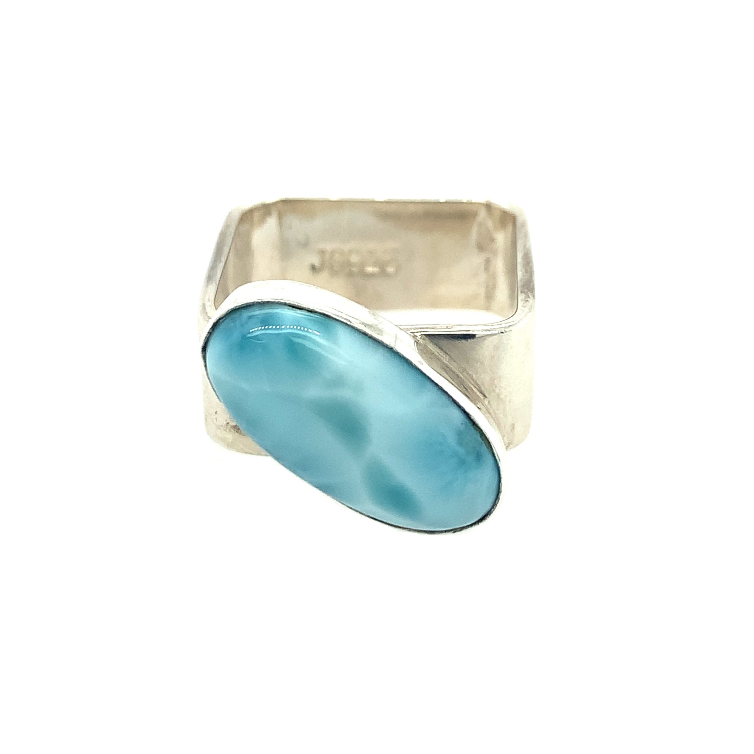 Sterling Silver Square Shank Larimar Ring