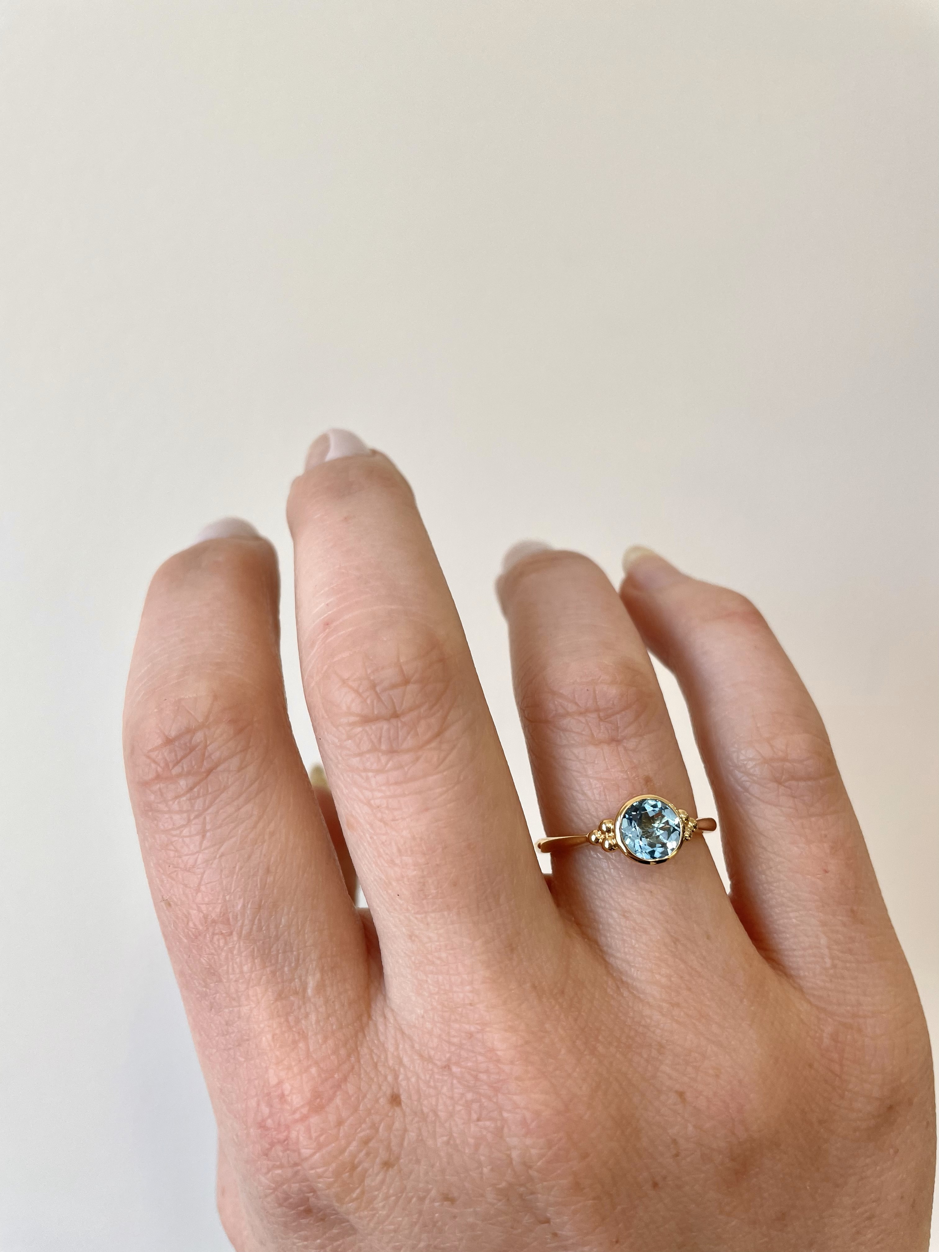 Yellow Gold Blue Topaz Ring