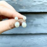 White Gold Freshwater Pearl Dangle Earrings
