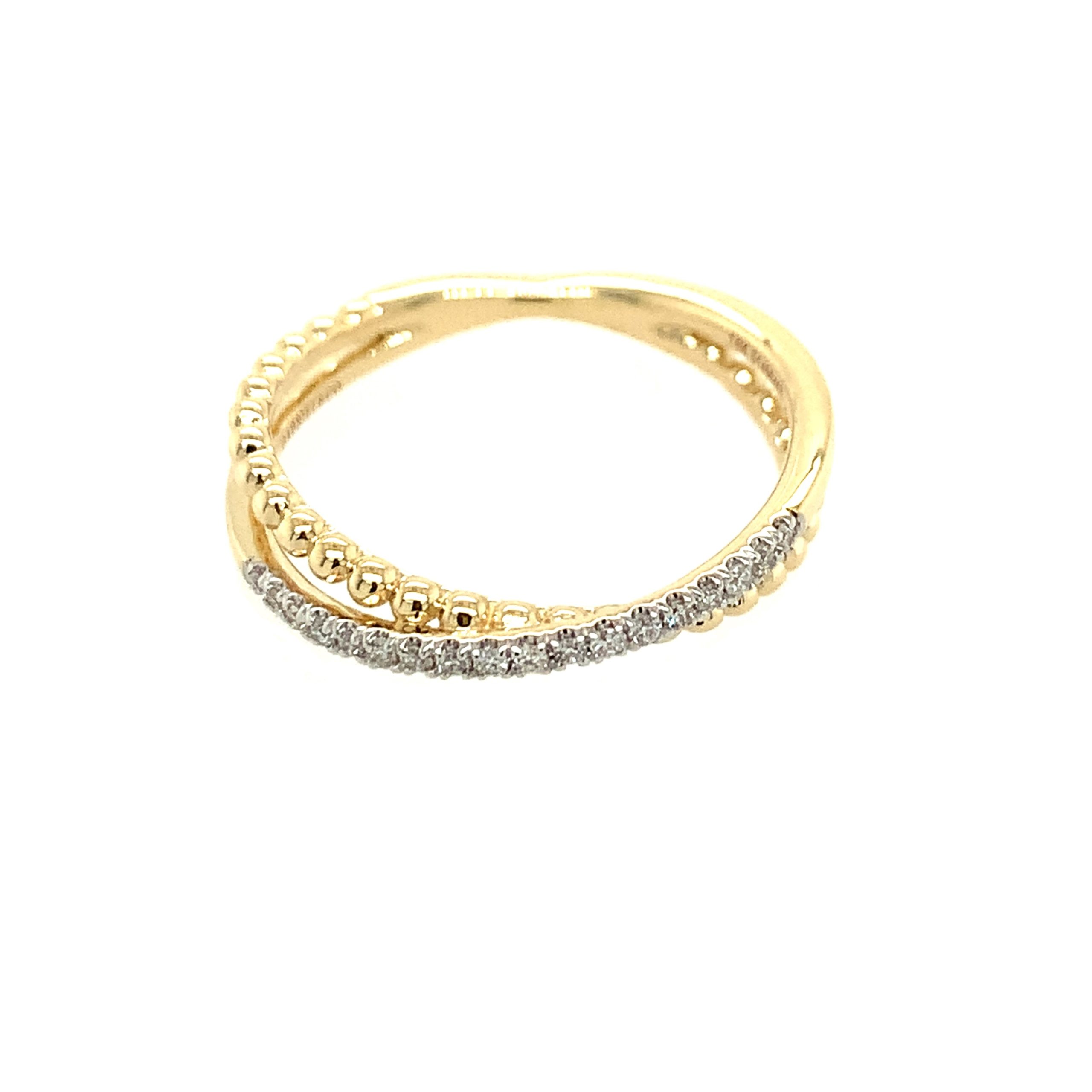 Yellow Gold Diamond Criss Cross Ring