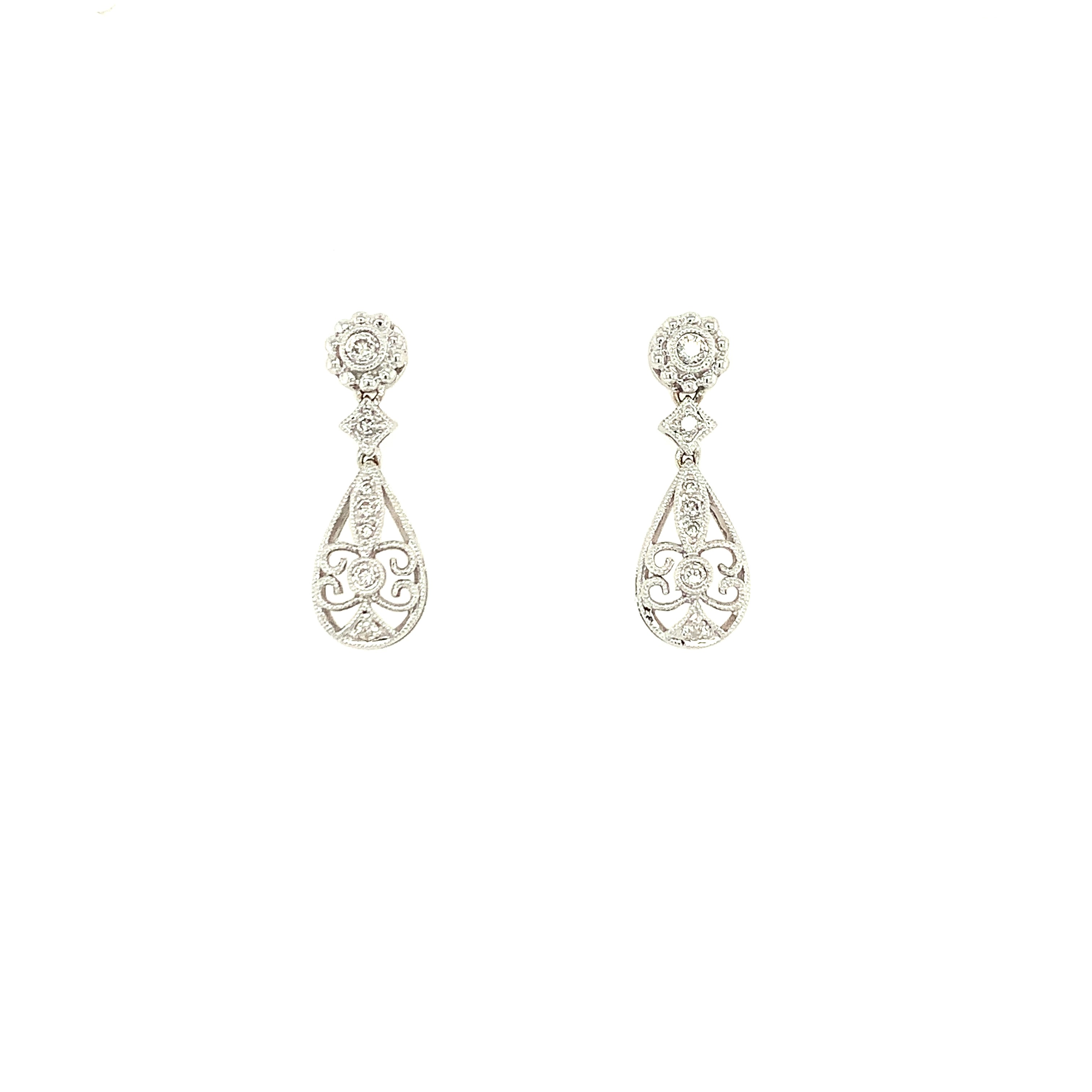 Estate Piece - White Gold Diamond Earrings
