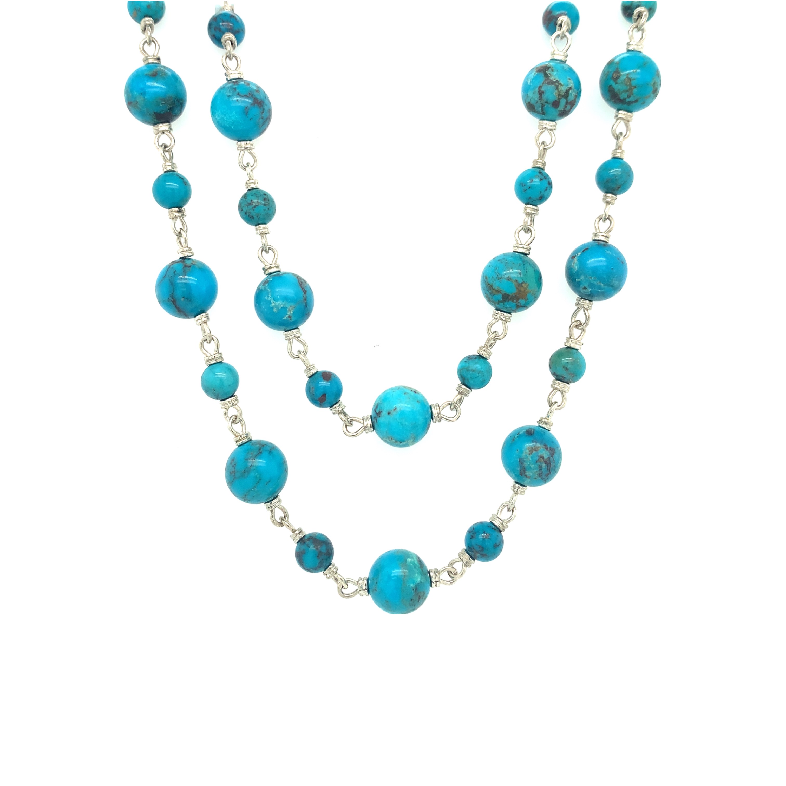 Estate Piece - Sterling Silver Turquoise Station Necklace