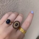 Estate: Yellow Gold Garnet and Pearl Ring