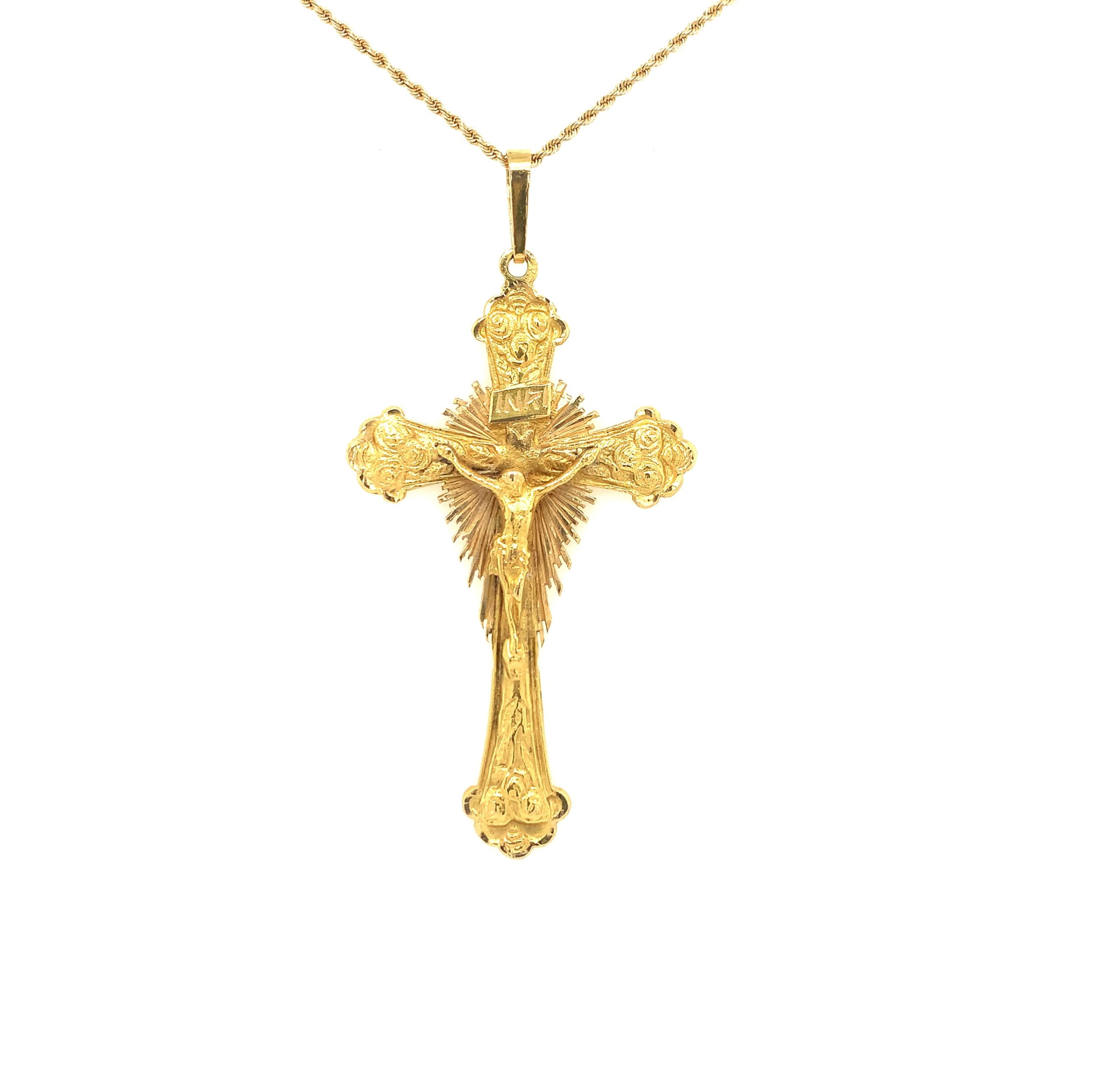 Estate: Yellow Gold Crucifix Necklace