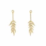 Yellow Gold Diamond Feather Earrings