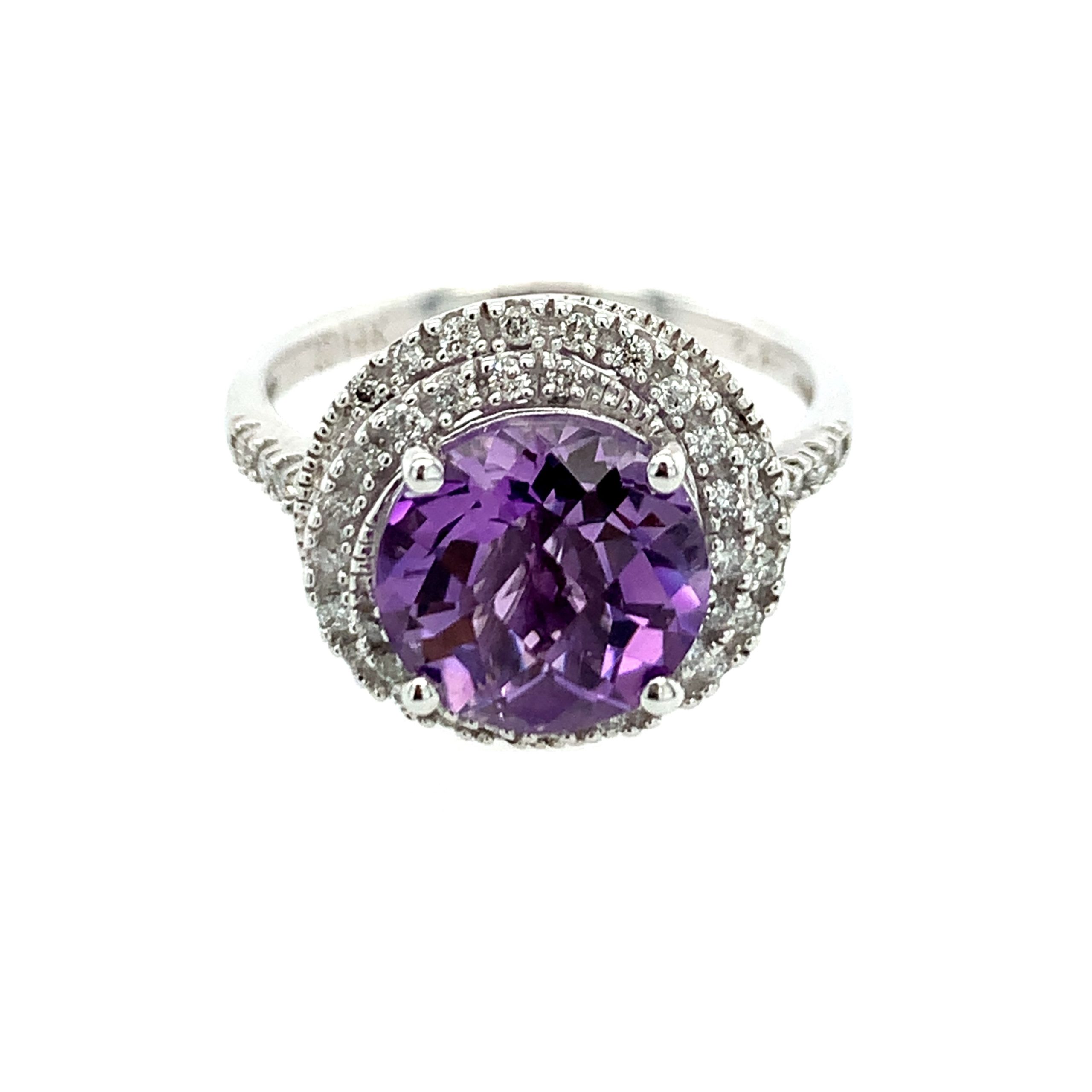 White Gold Amethyst Ring