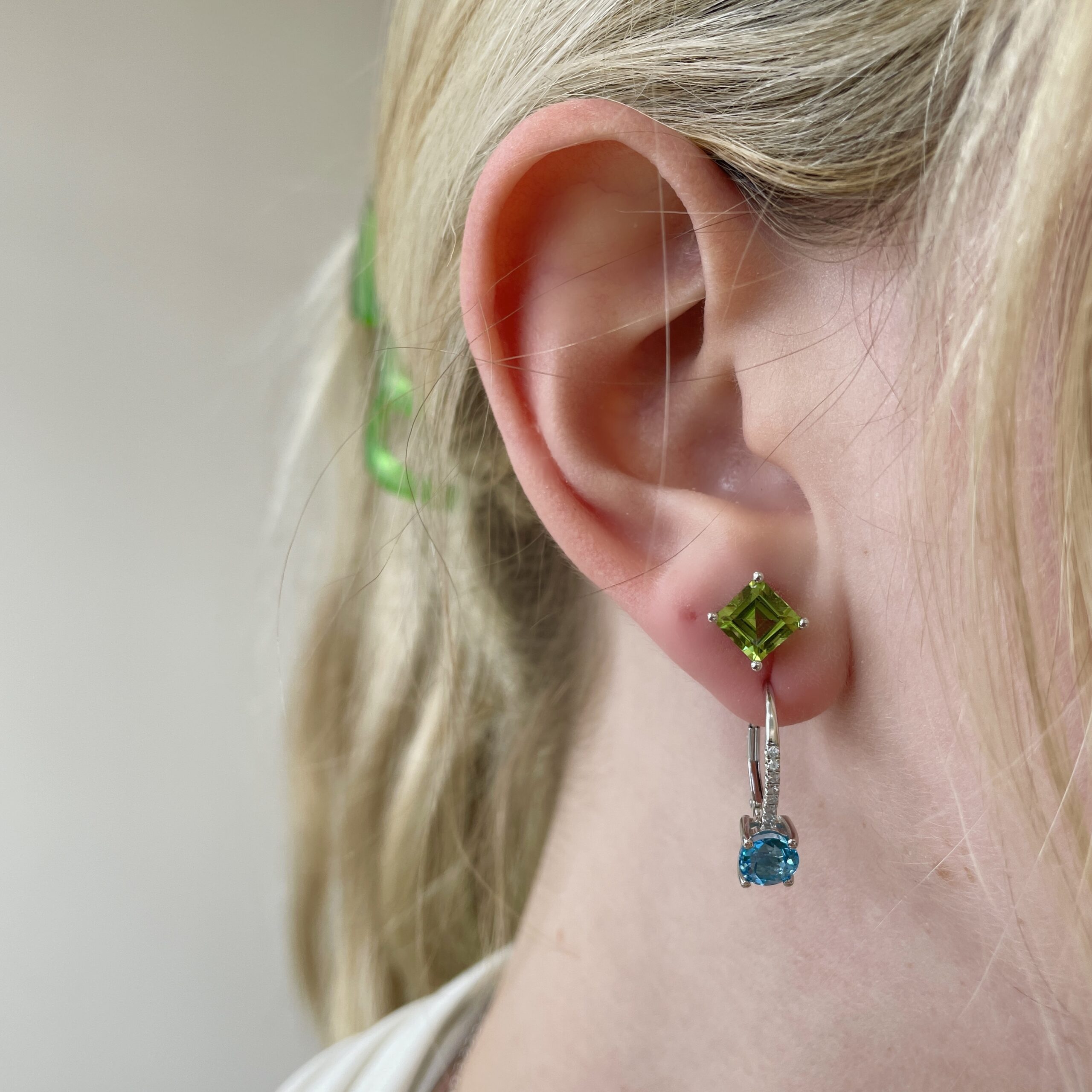 White Gold Peridot Studs