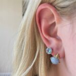 Yellow Gold Labradorite and Tsavorite Studs