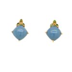 Yellow Gold Labradorite and Tsavorite Studs