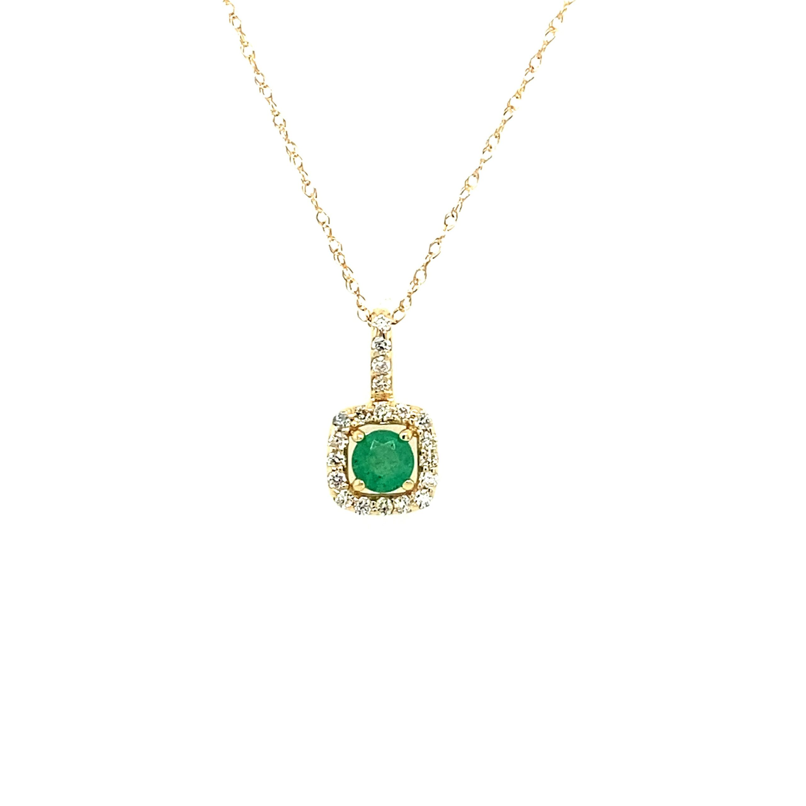 Yellow Gold Square Emerald Necklace