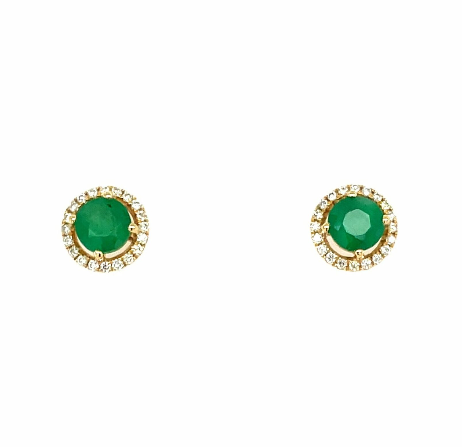 Yellow Gold Emerald Halo Studs