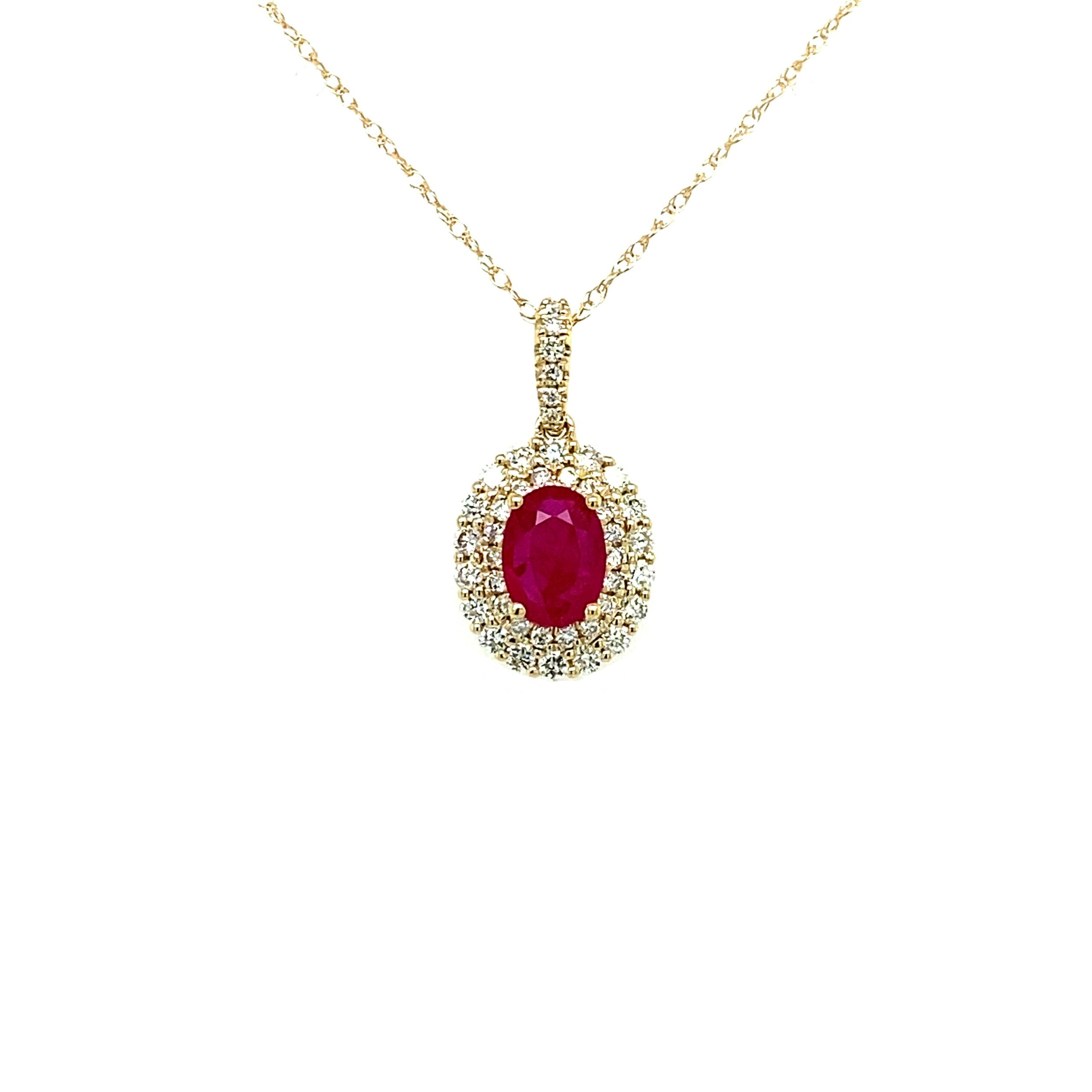 Yellow Gold Oval Ruby Necklace