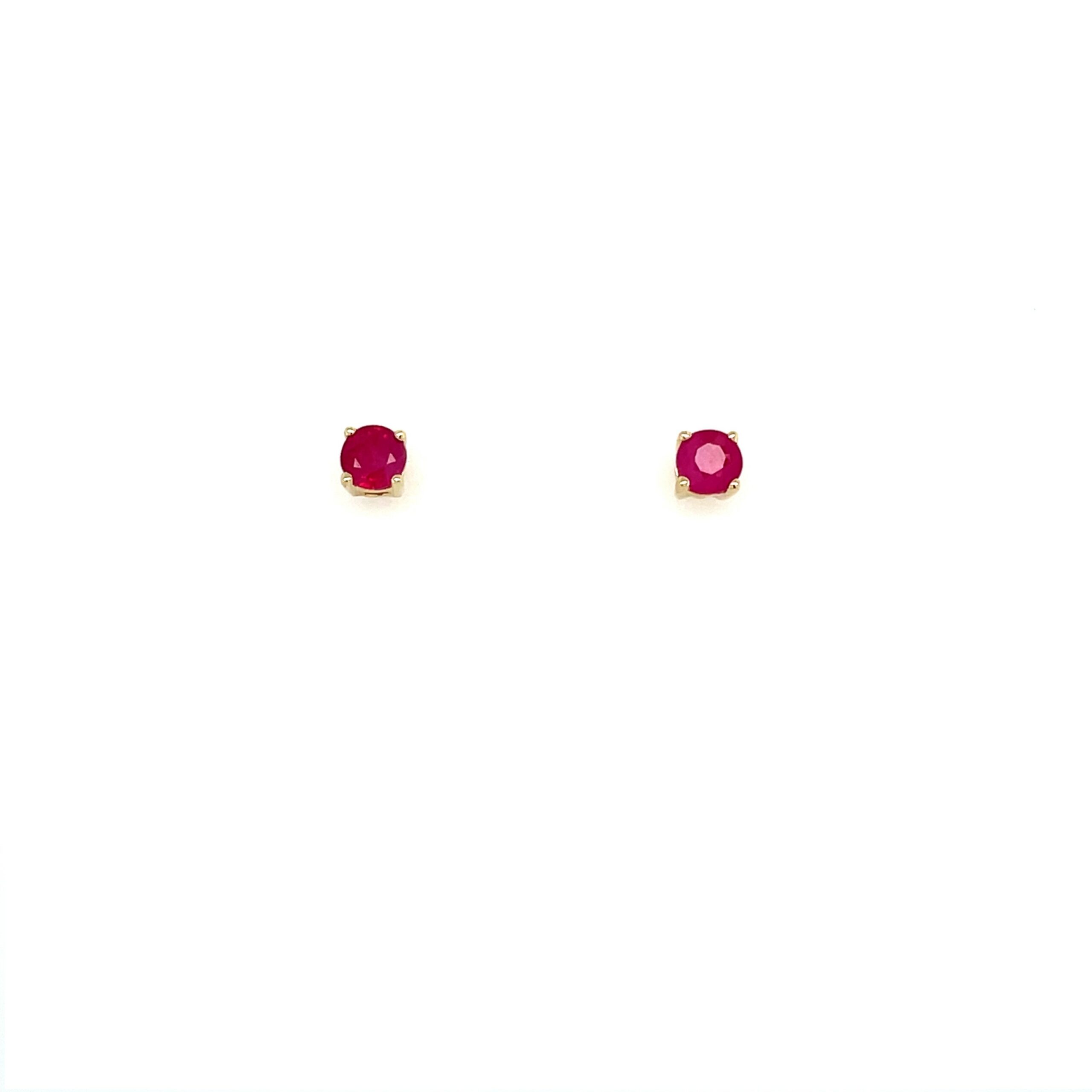 Yellow Gold Ruby Studs