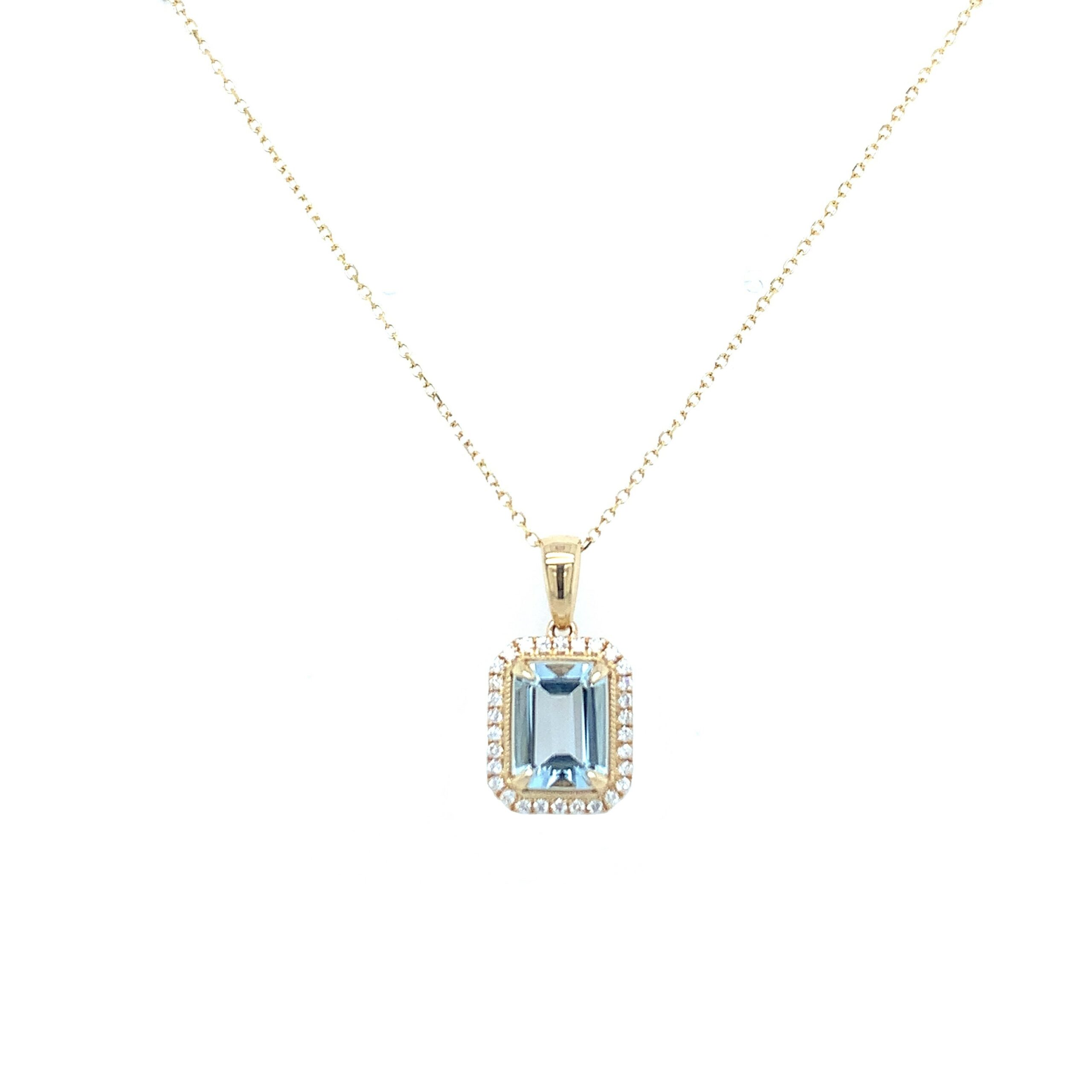 Yellow Gold Aquamarine Necklace