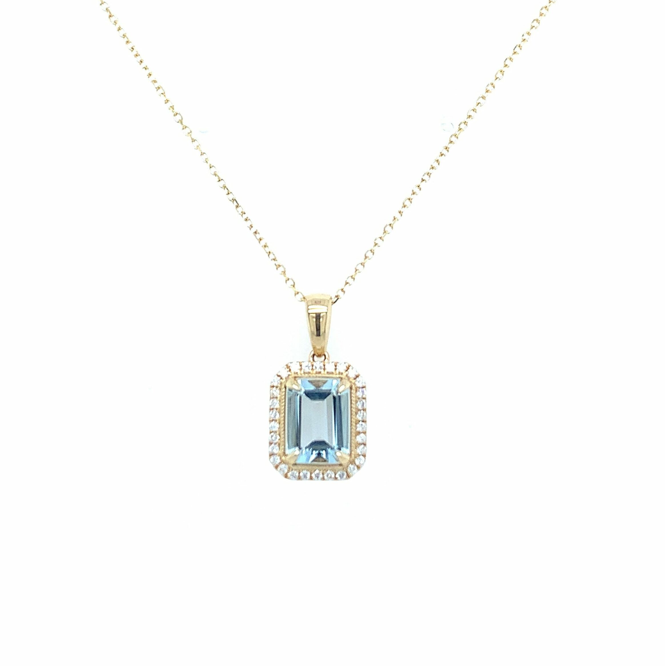 Yellow Gold Aquamarine Necklace